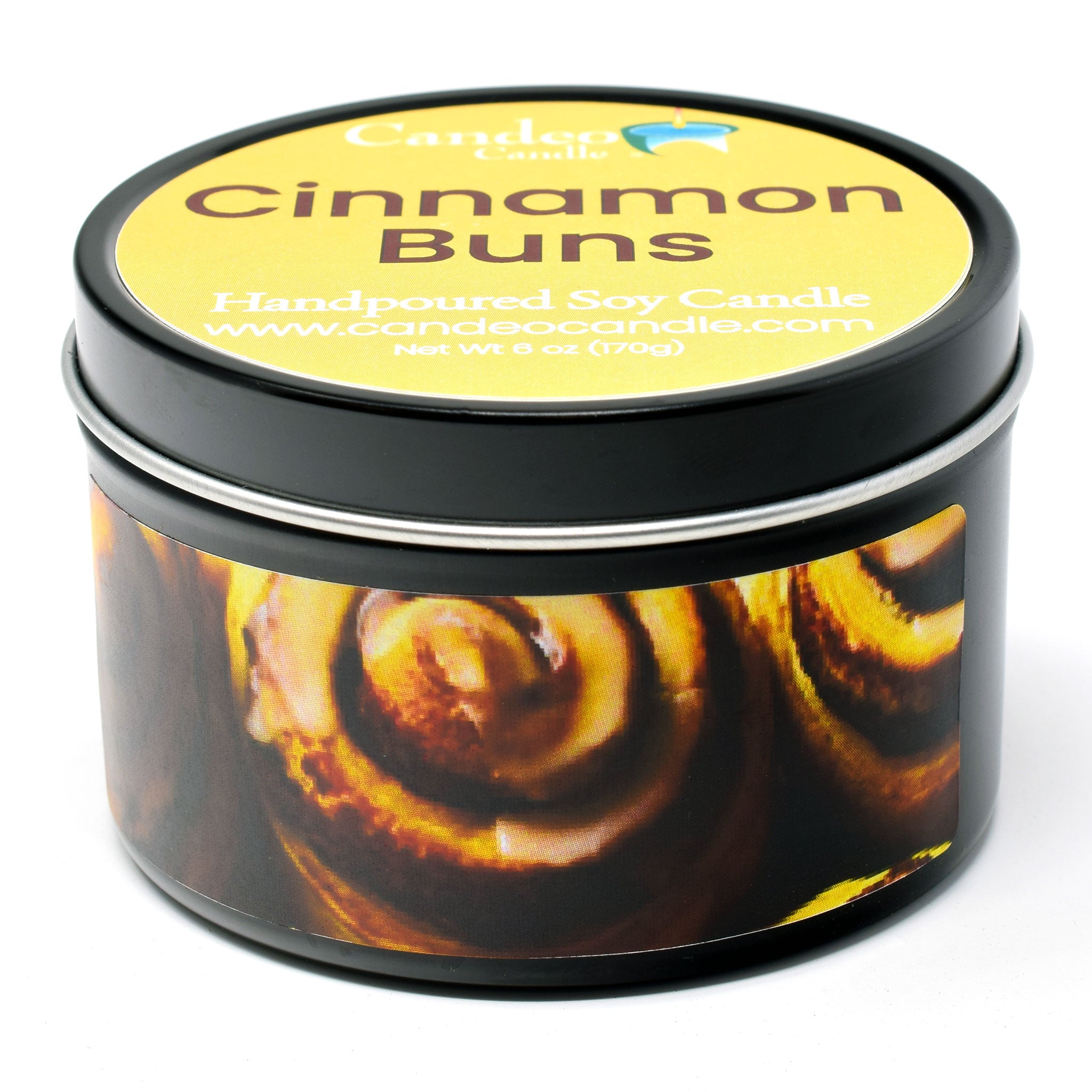 Cinnamon Buns Scented Black Soy Candle Tin