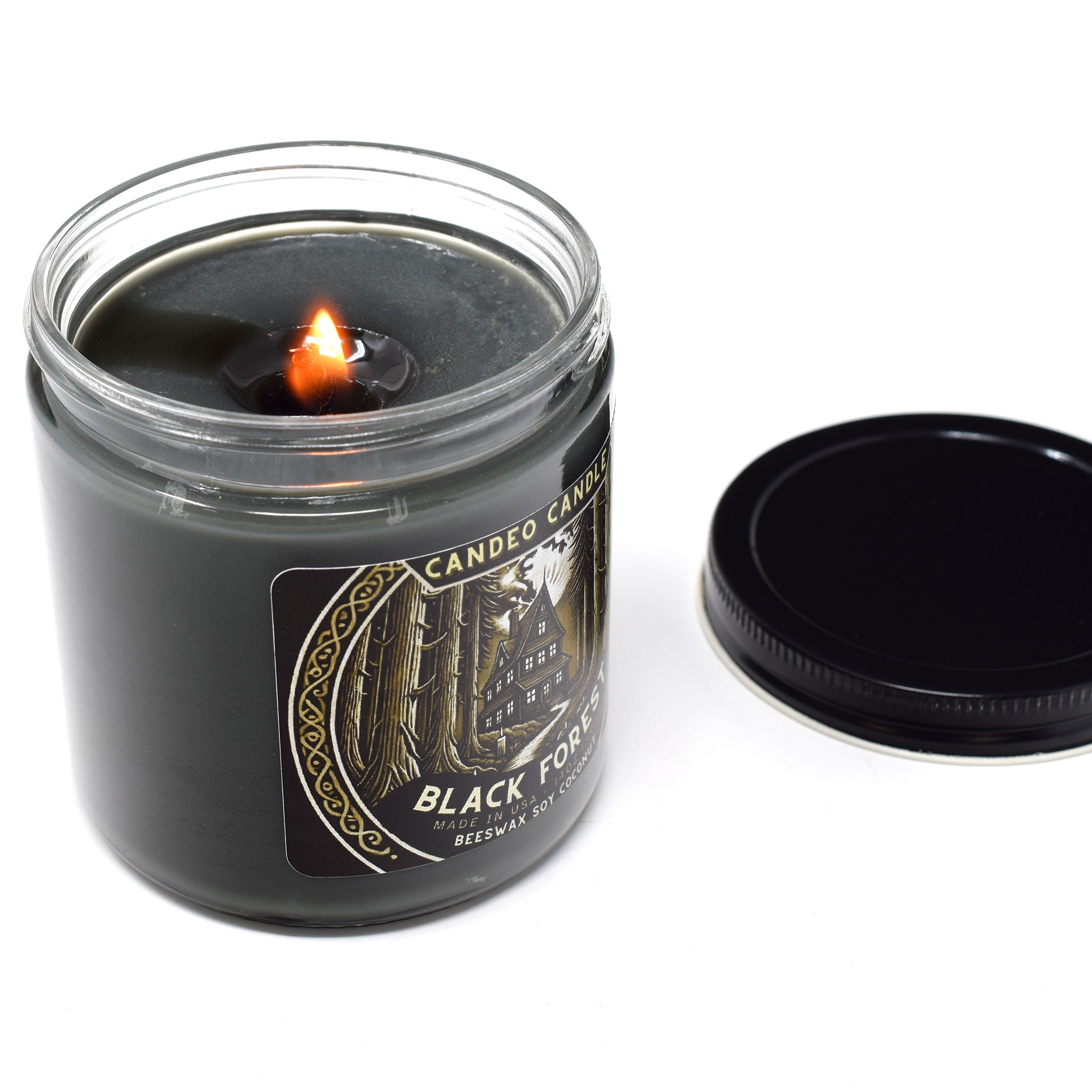 Black Forest, 14oz Soy Candle Jar, Made with Soy Beeswax and Coconut, Halloween