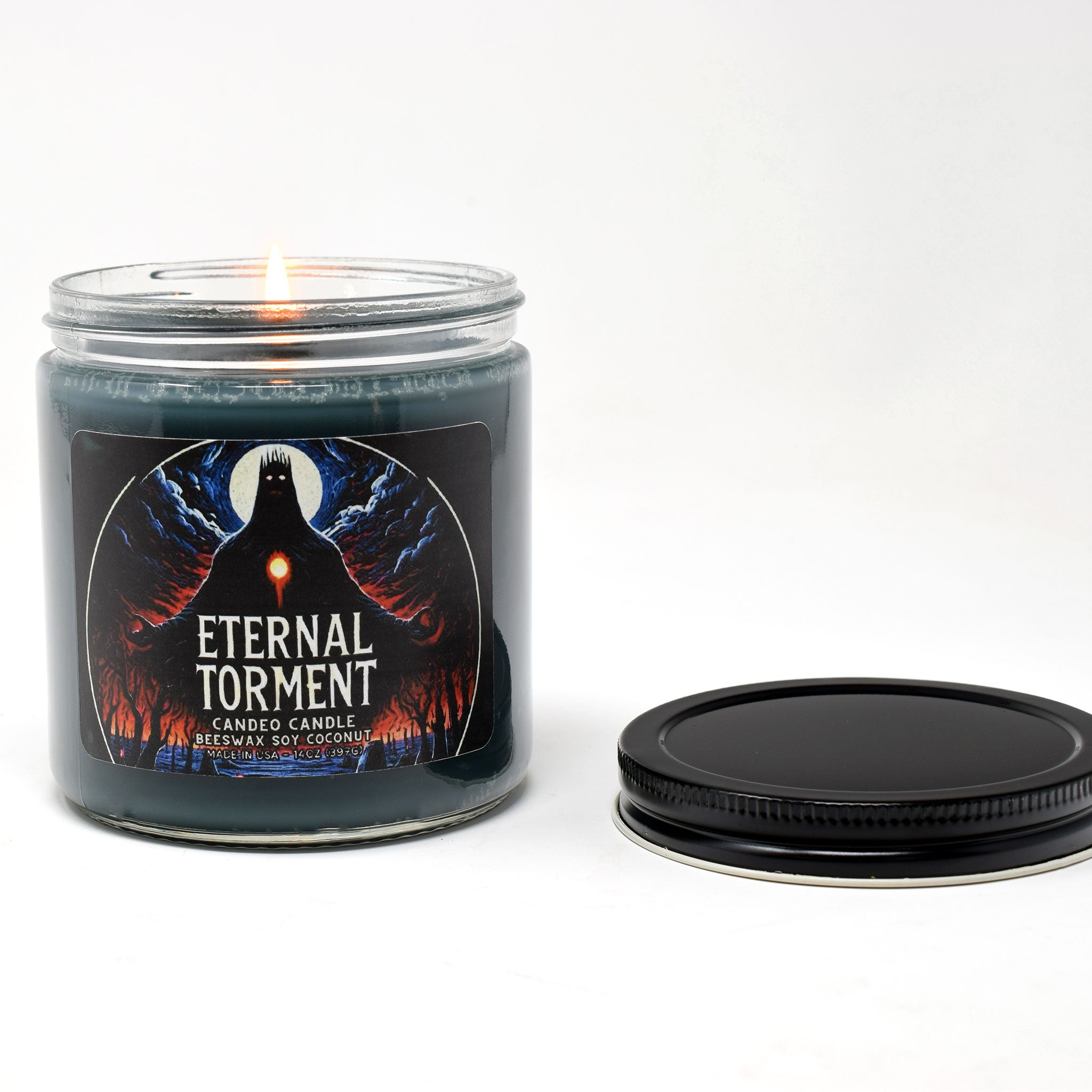 Eternal Torment, 14oz Soy Candle Jar, Made with Soy Beeswax and Coconut, Halloween