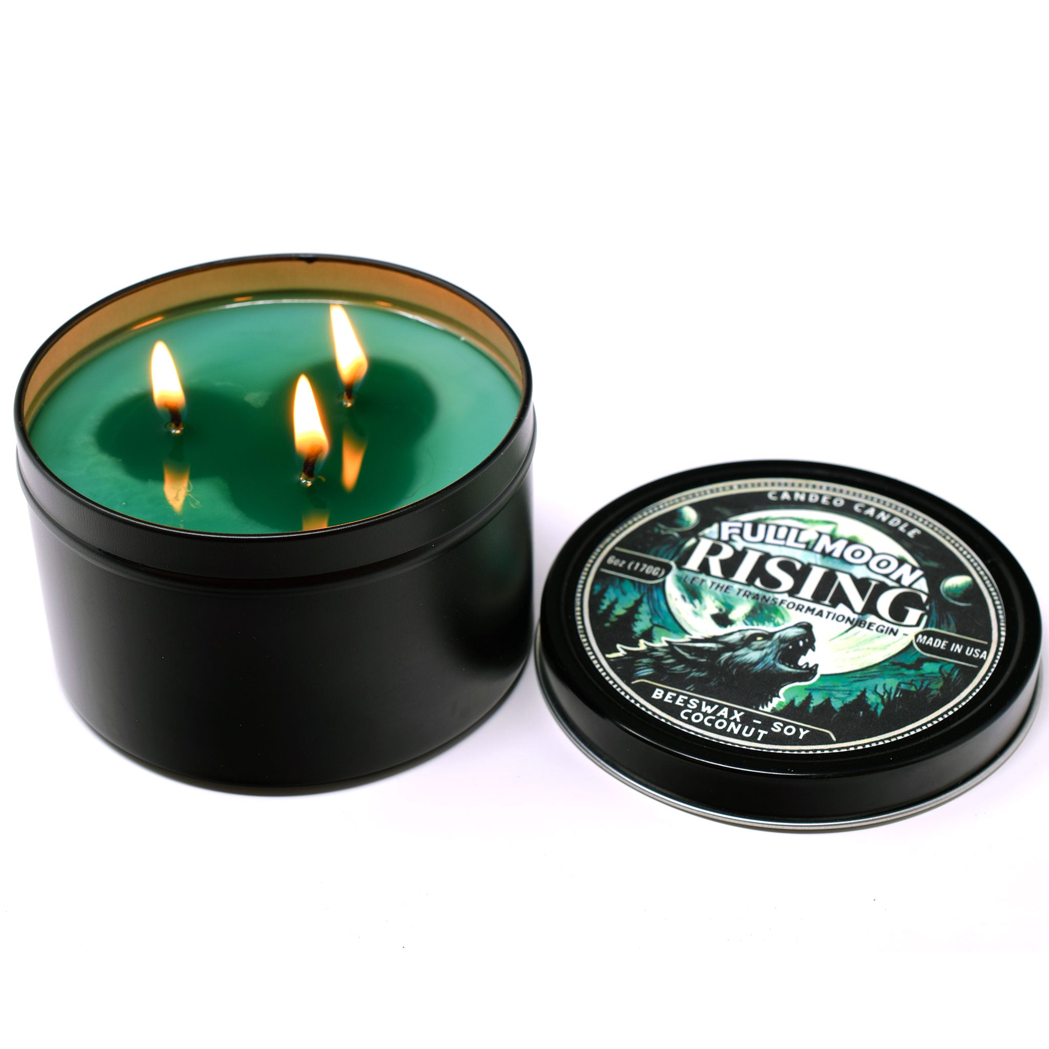 Full Moon Rising, 12oz Triple Wick Soy Candle Tin, Made with Soy Beeswax and Coconut, Halloween