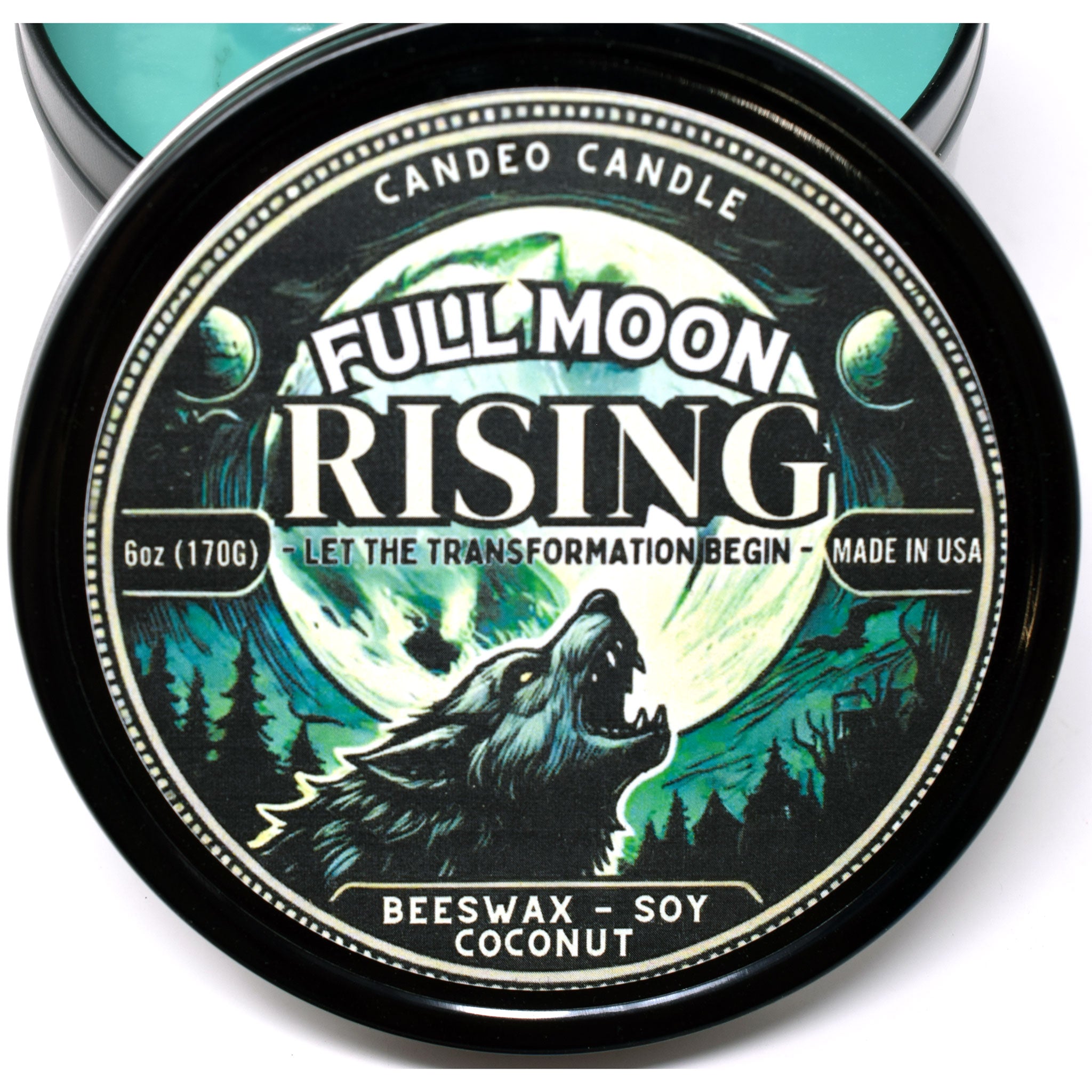 Full Moon Rising, 12oz Triple Wick Soy Candle Tin, Made with Soy Beeswax and Coconut, Halloween
