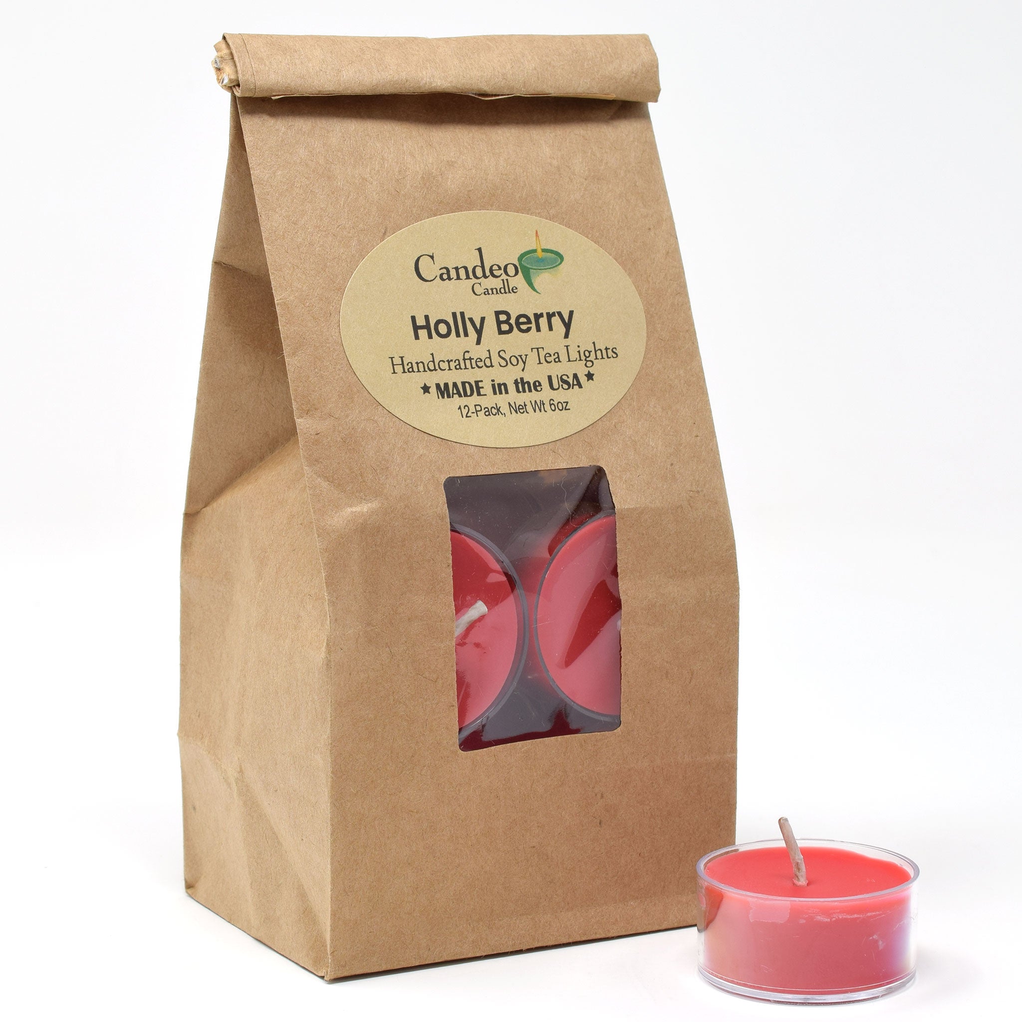 Holly Berry, Soy Tea Light 12-Pack