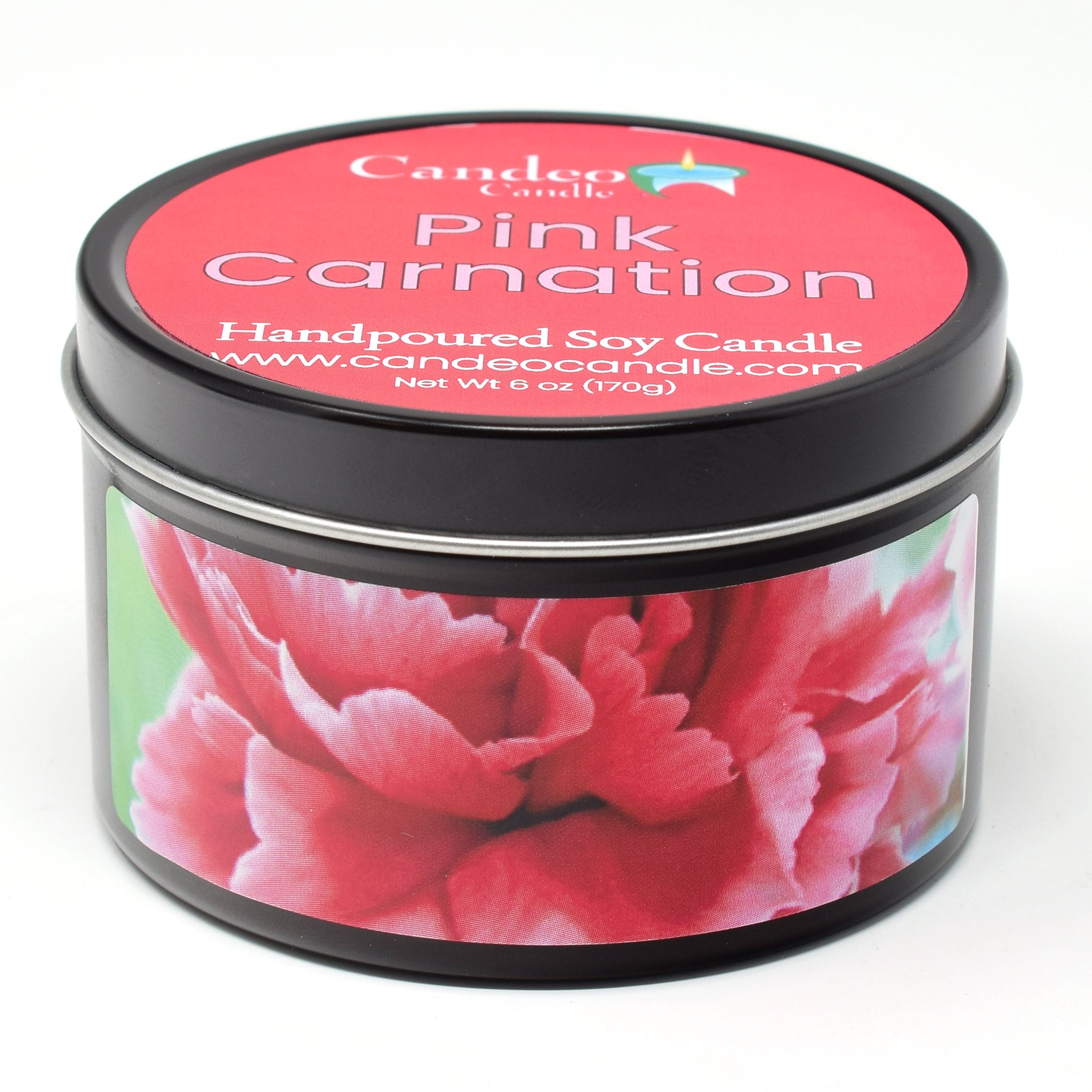 Pink Carnation, 6oz Soy Candle Tin