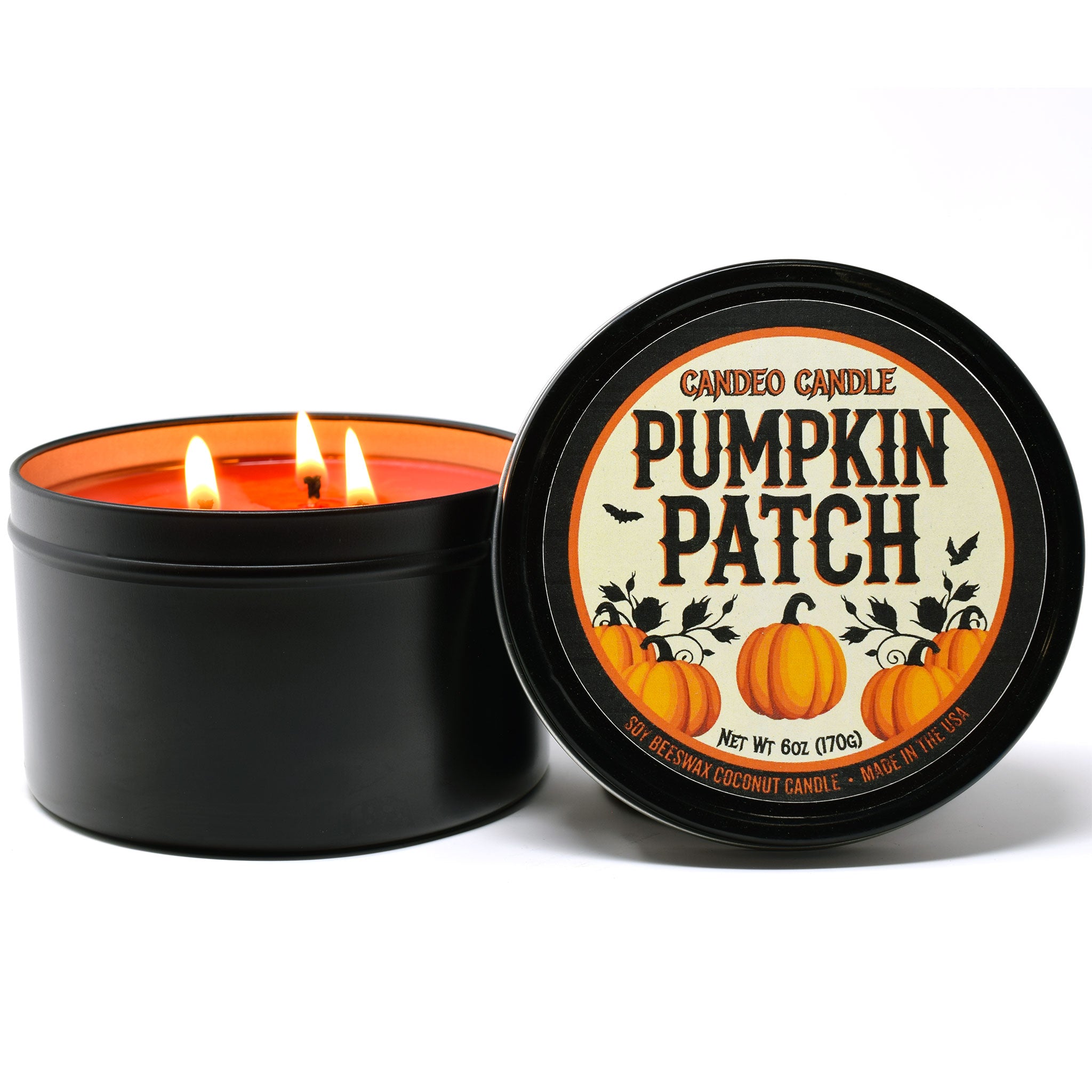 Pumpkin Patch, 12oz Triple Wick Soy Candle Tin, Made with Soy Beeswax and Coconut, Halloween