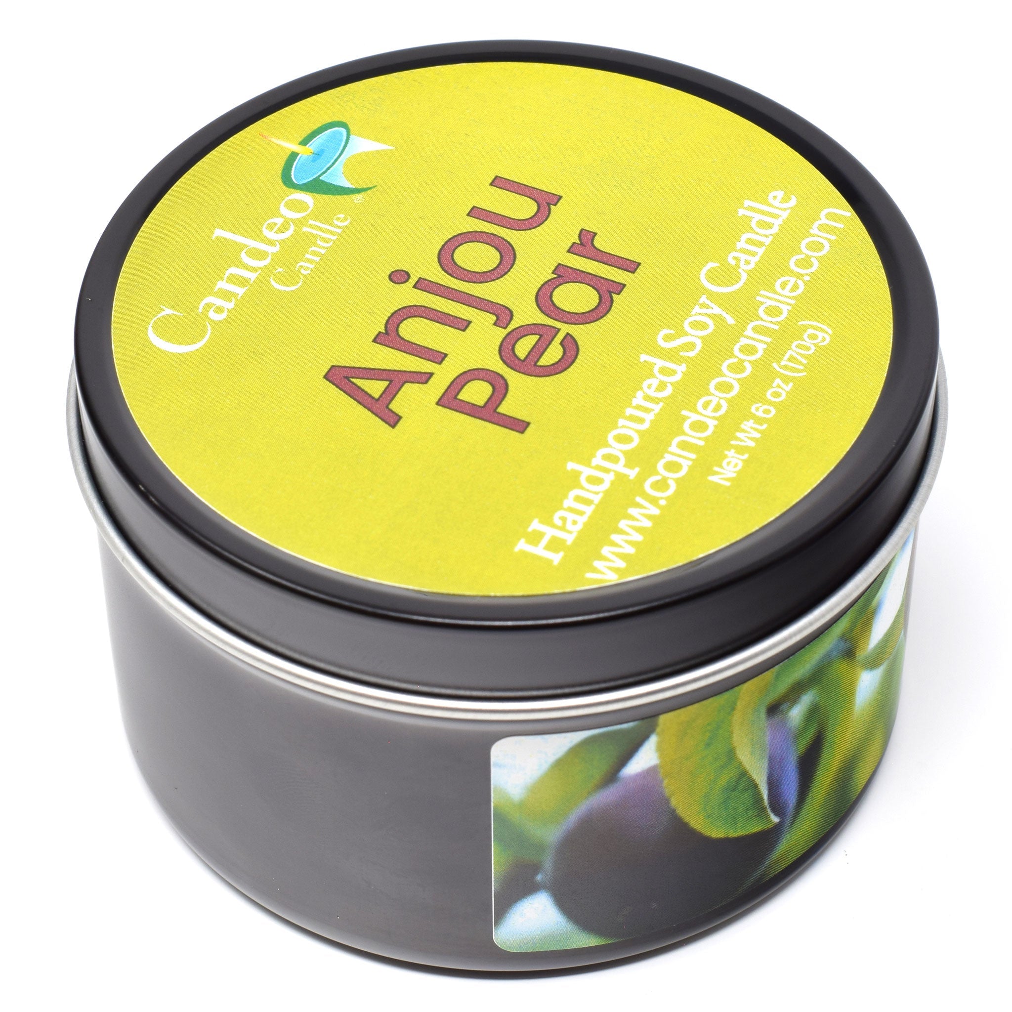 Anjou Pear, 6oz Soy Candle Tin - Candeo Candle