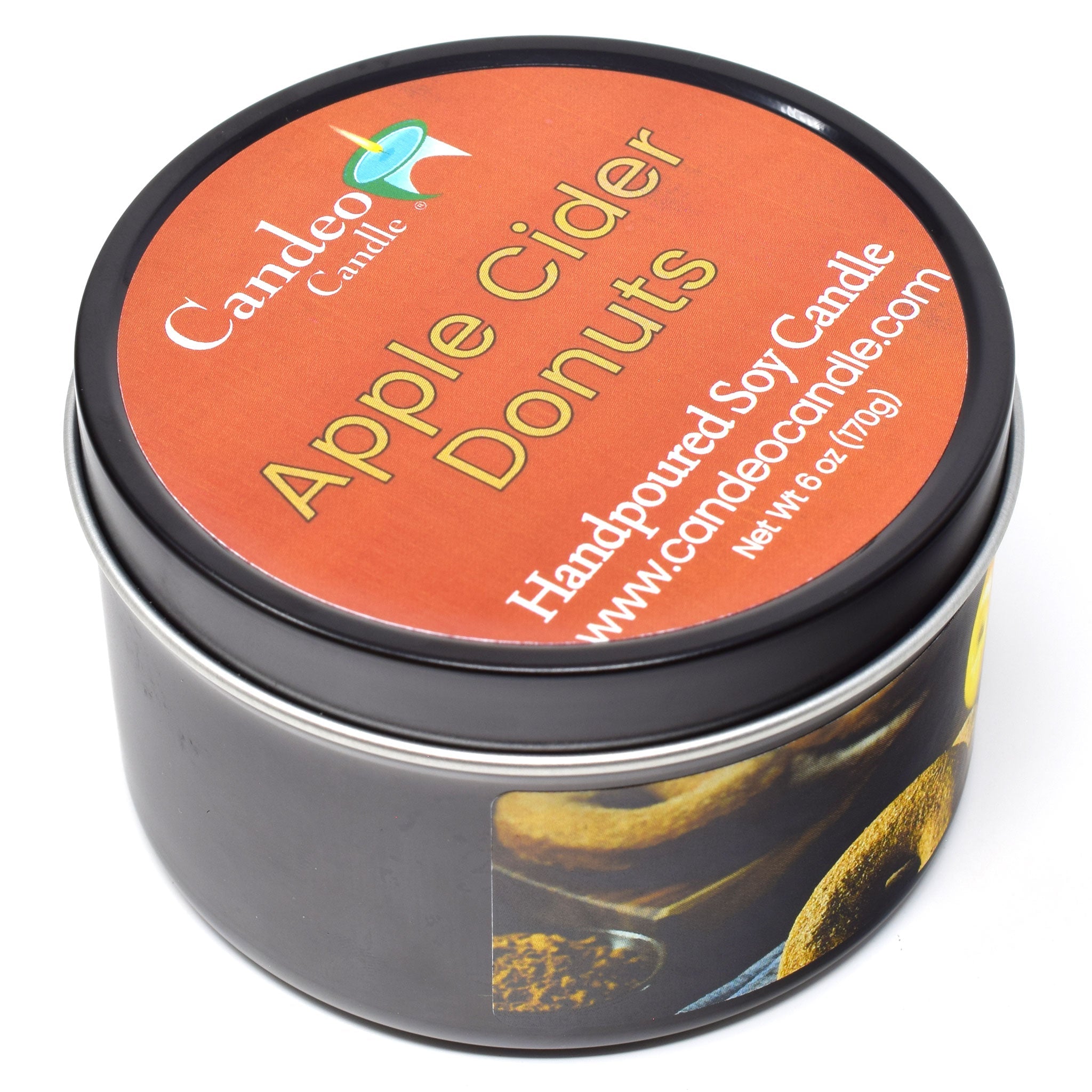 Apple Cider Donuts, 6oz Soy Candle Tin - Candeo Candle