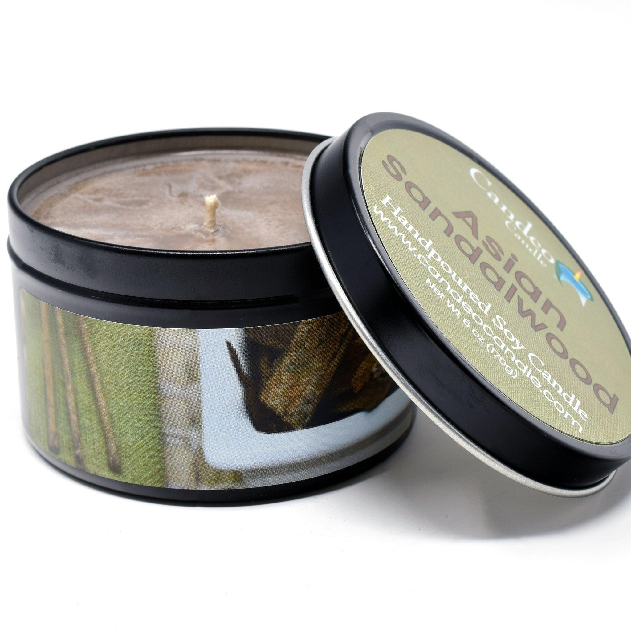 Asian Sandalwood, 6oz Soy Candle Tin - Candeo Candle