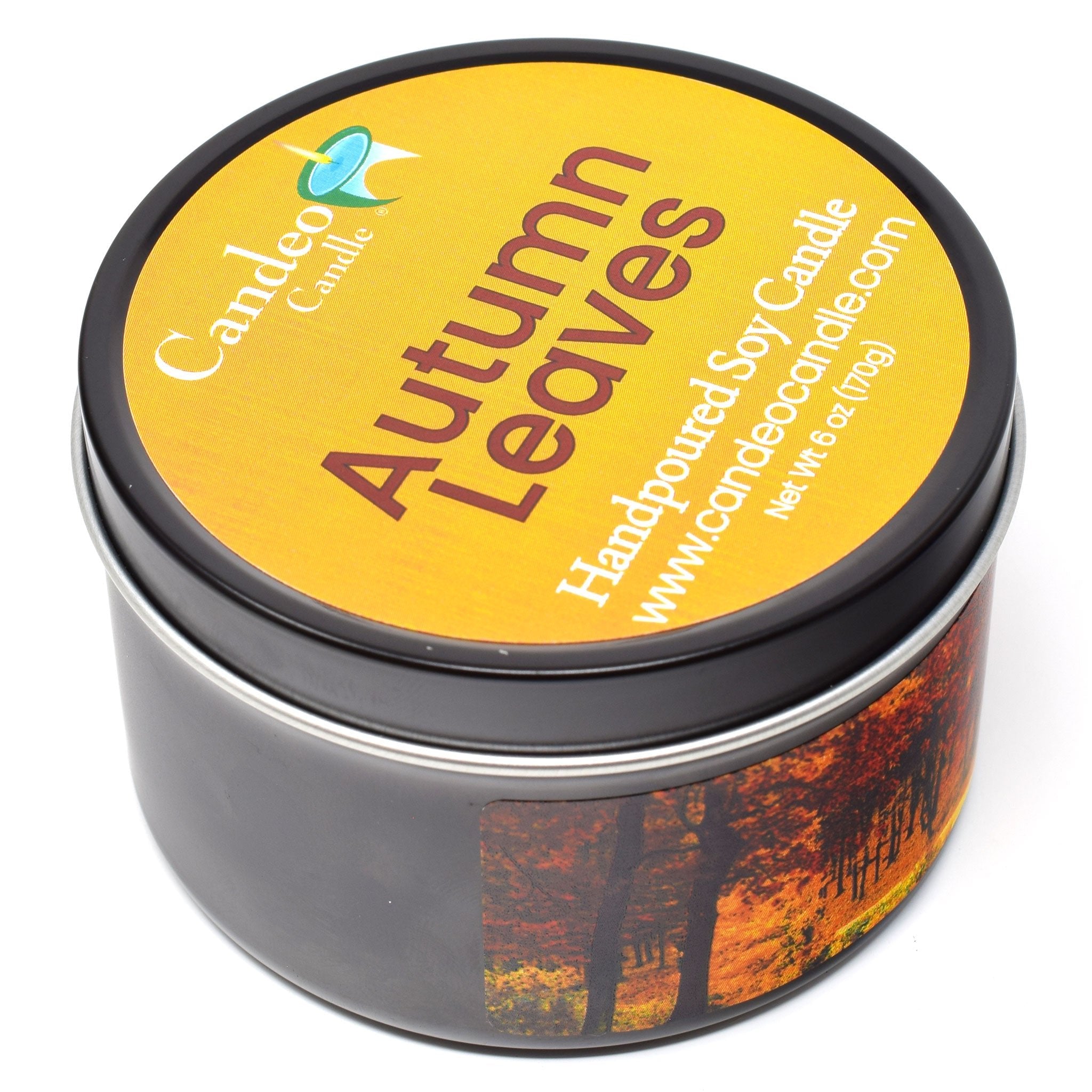 Autumn Leaves, 6oz Soy Candle Tin - Candeo Candle