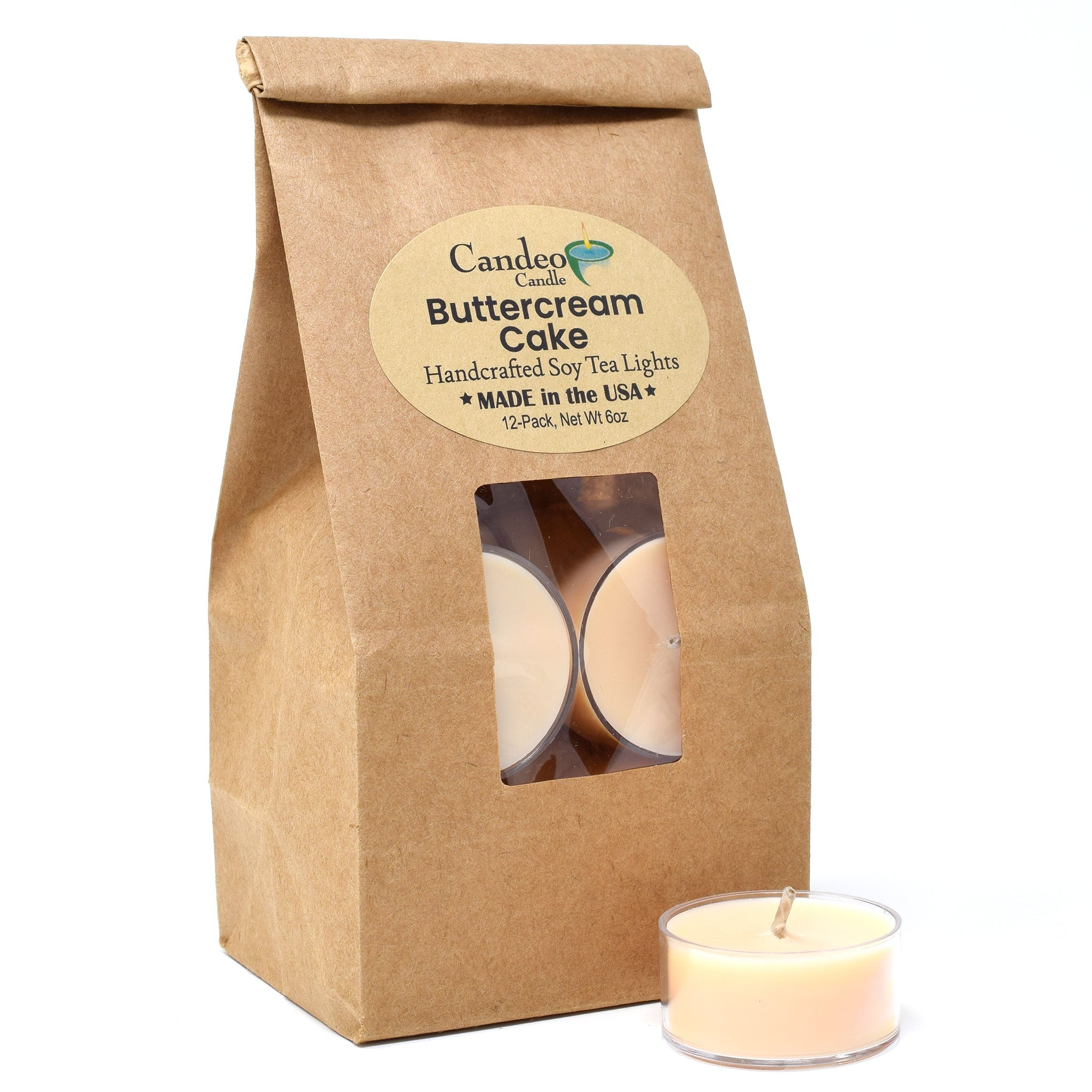 Buttercream Cake, Soy Tea Light 12-Pack - Candeo Candle