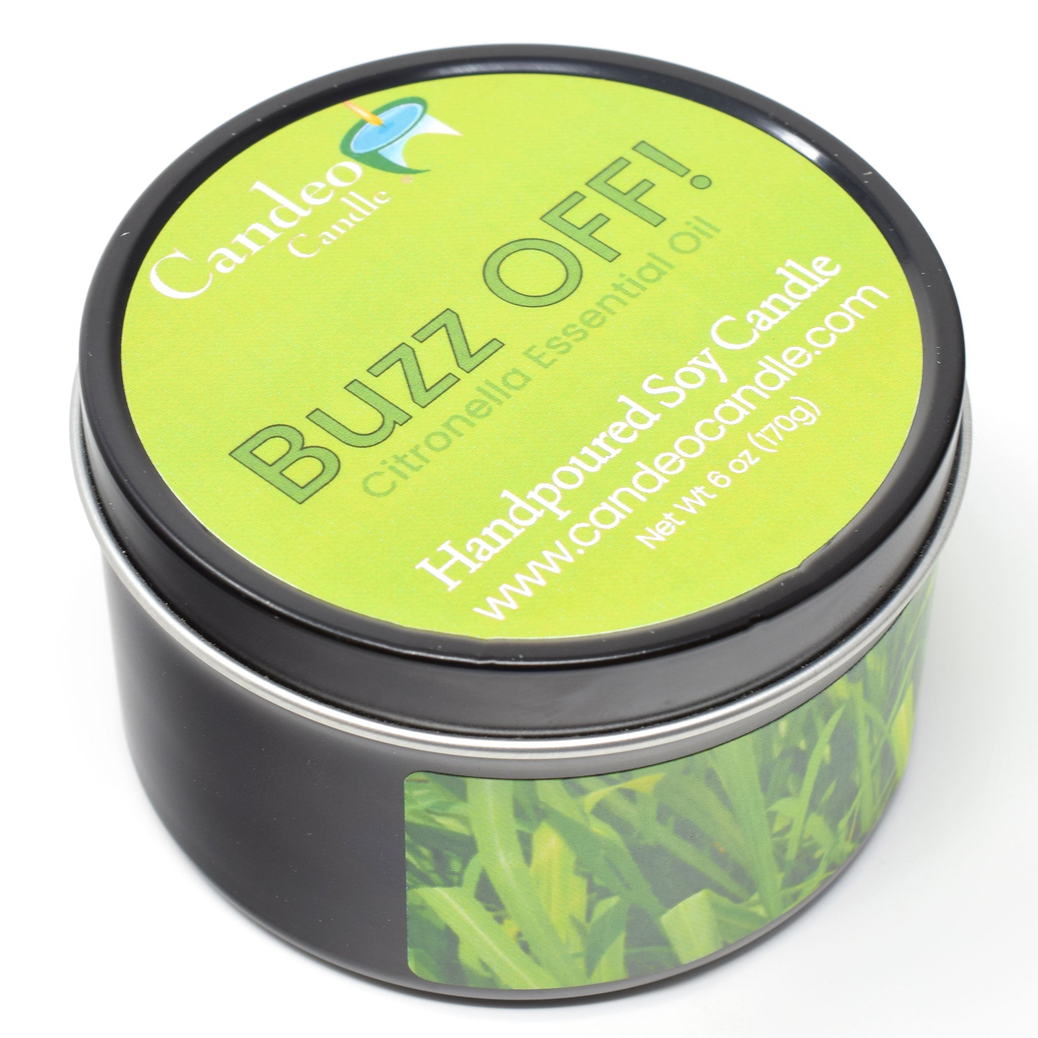 Buzz Off Essential Oil Blend, 6oz Soy Candle Tin - Candeo Candle