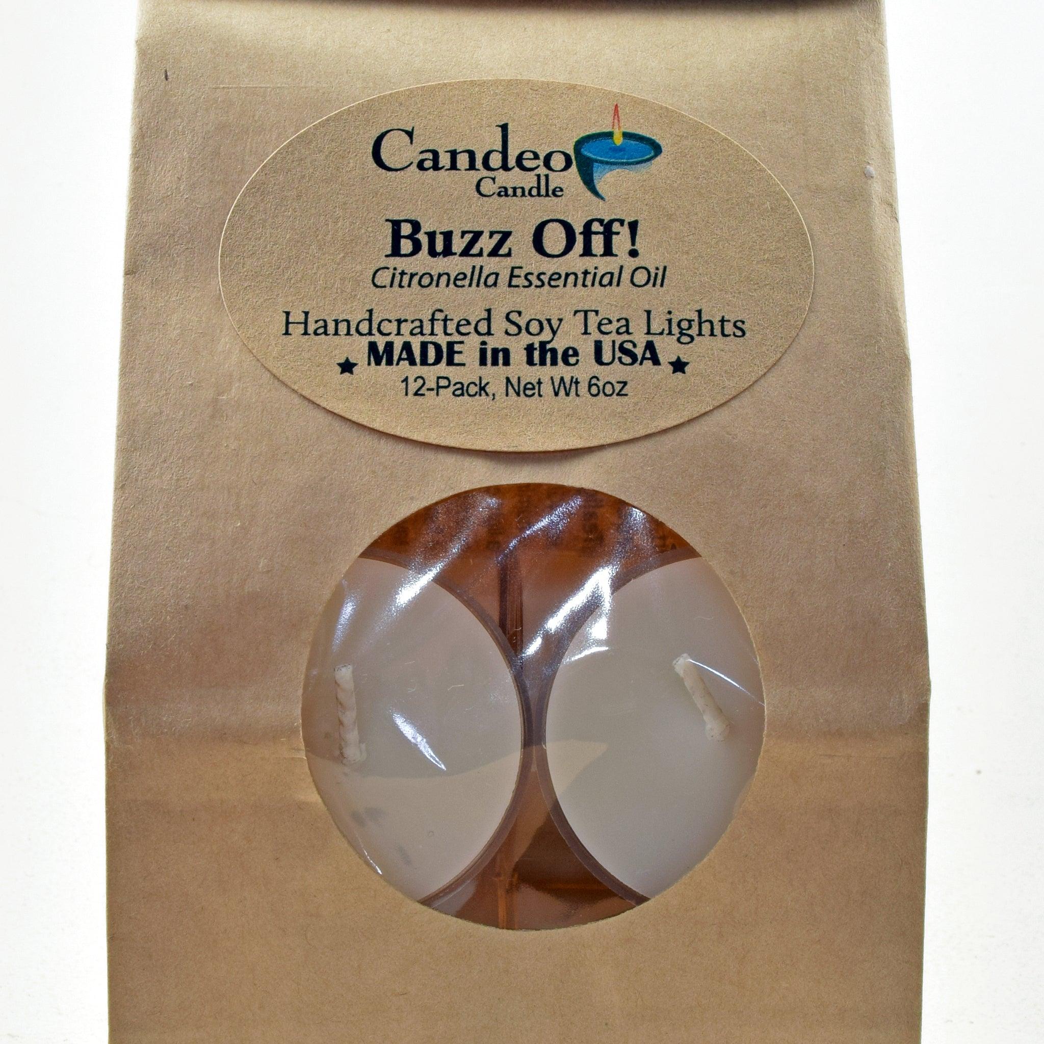 Buzz Off, Soy Tea Light 12-Pack - Candeo Candle