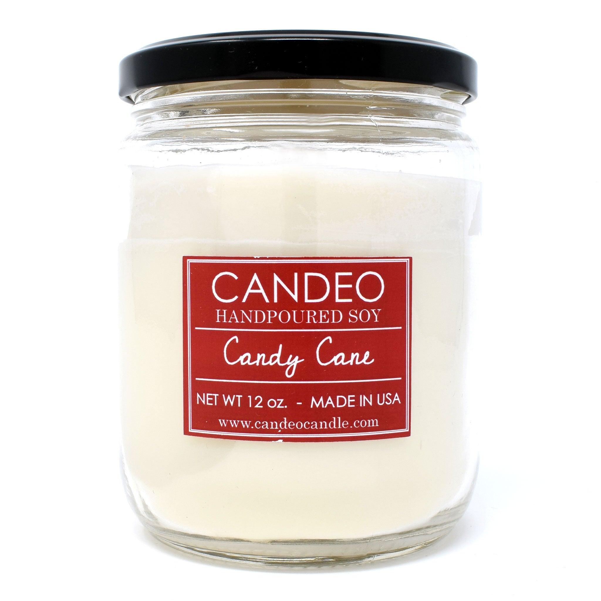 Candy Cane, 14oz Soy Candle Jar - Candeo Candle