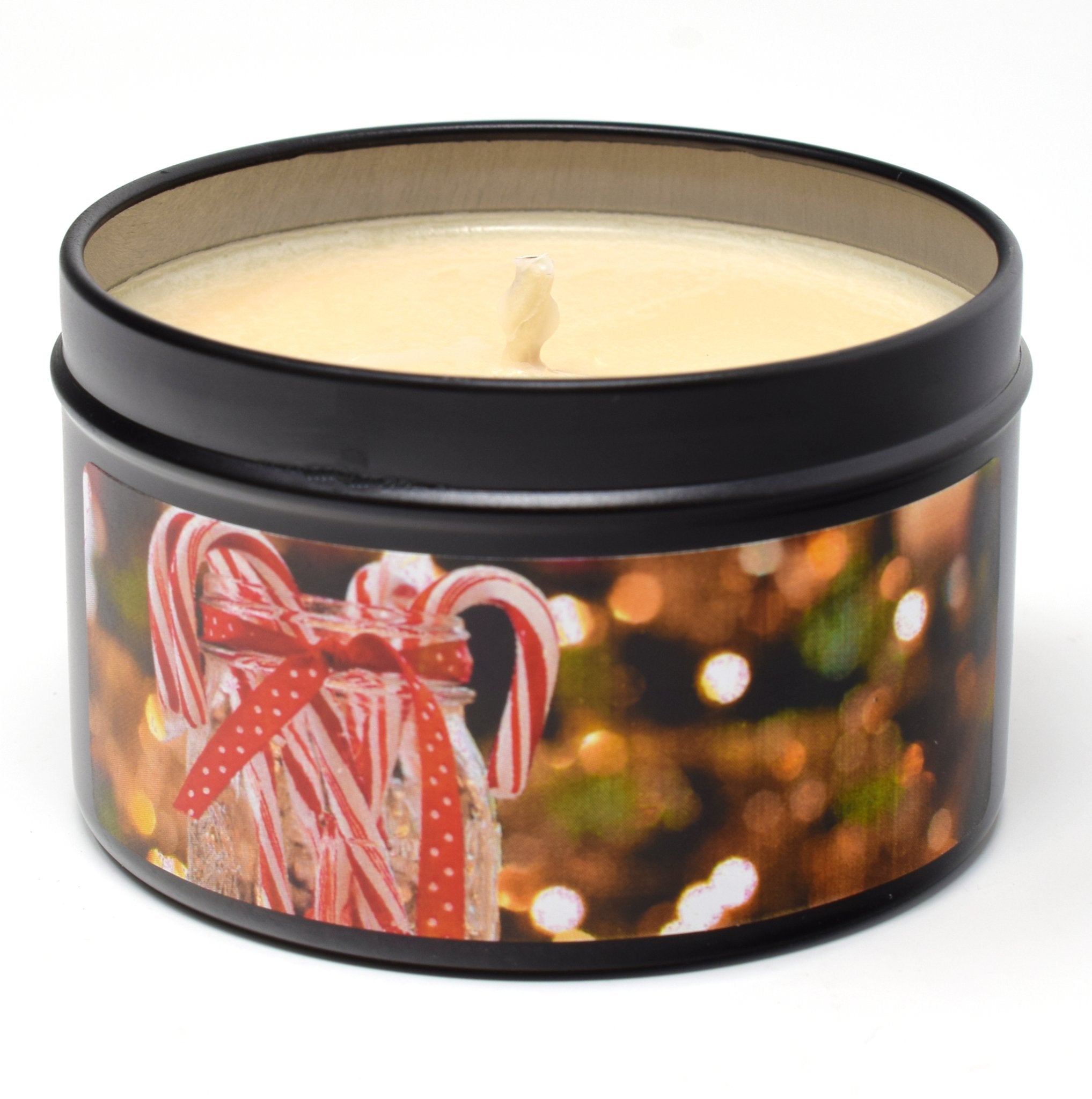 Candy Cane, 6oz Soy Candle Tin - Candeo Candle