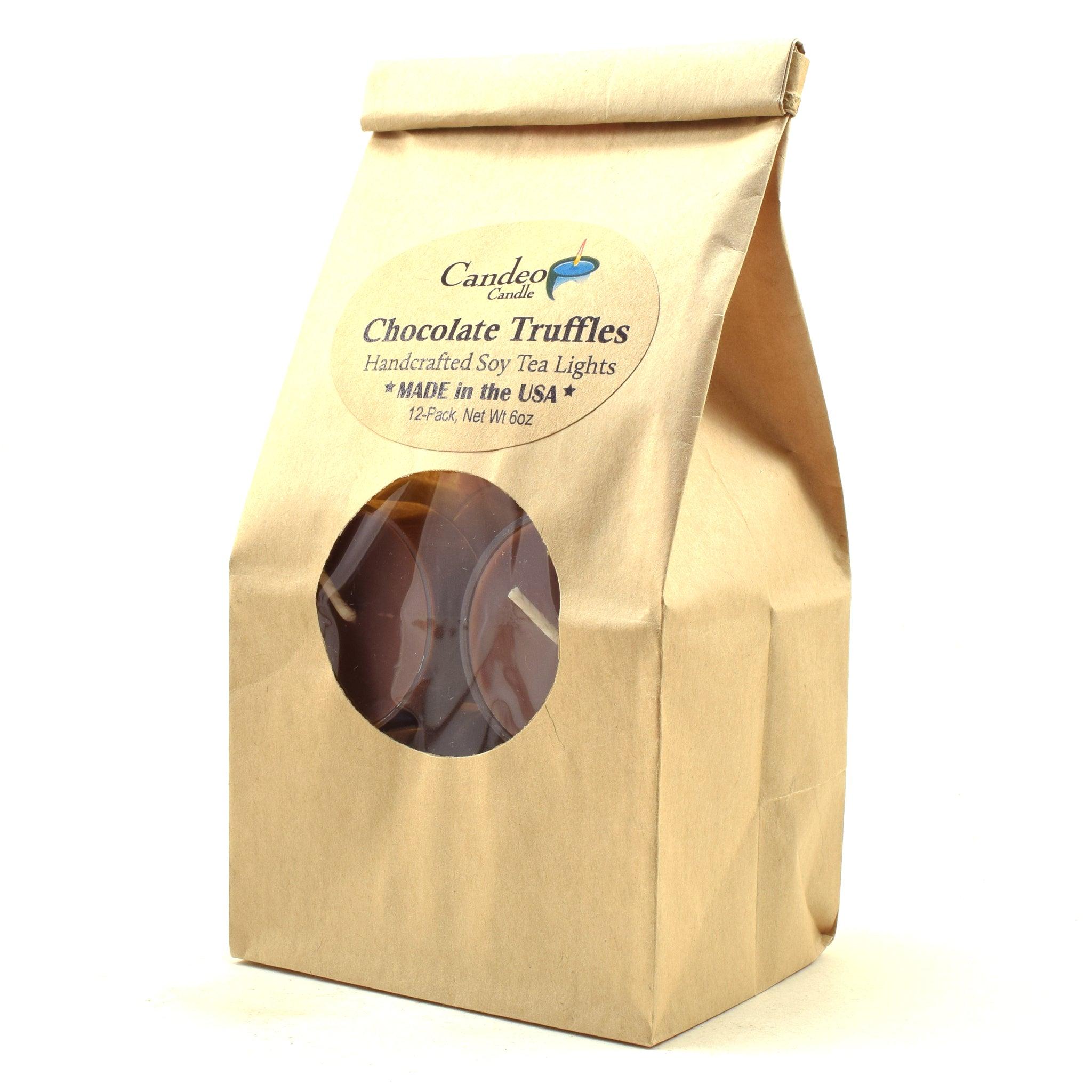 Chocolate Truffles, Soy Tea Light 12-Pack - Candeo Candle