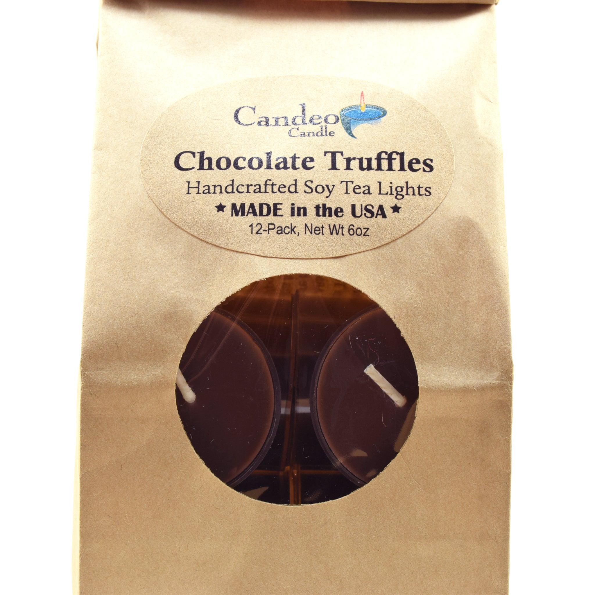 Chocolate Truffles, Soy Tea Light 12-Pack - Candeo Candle