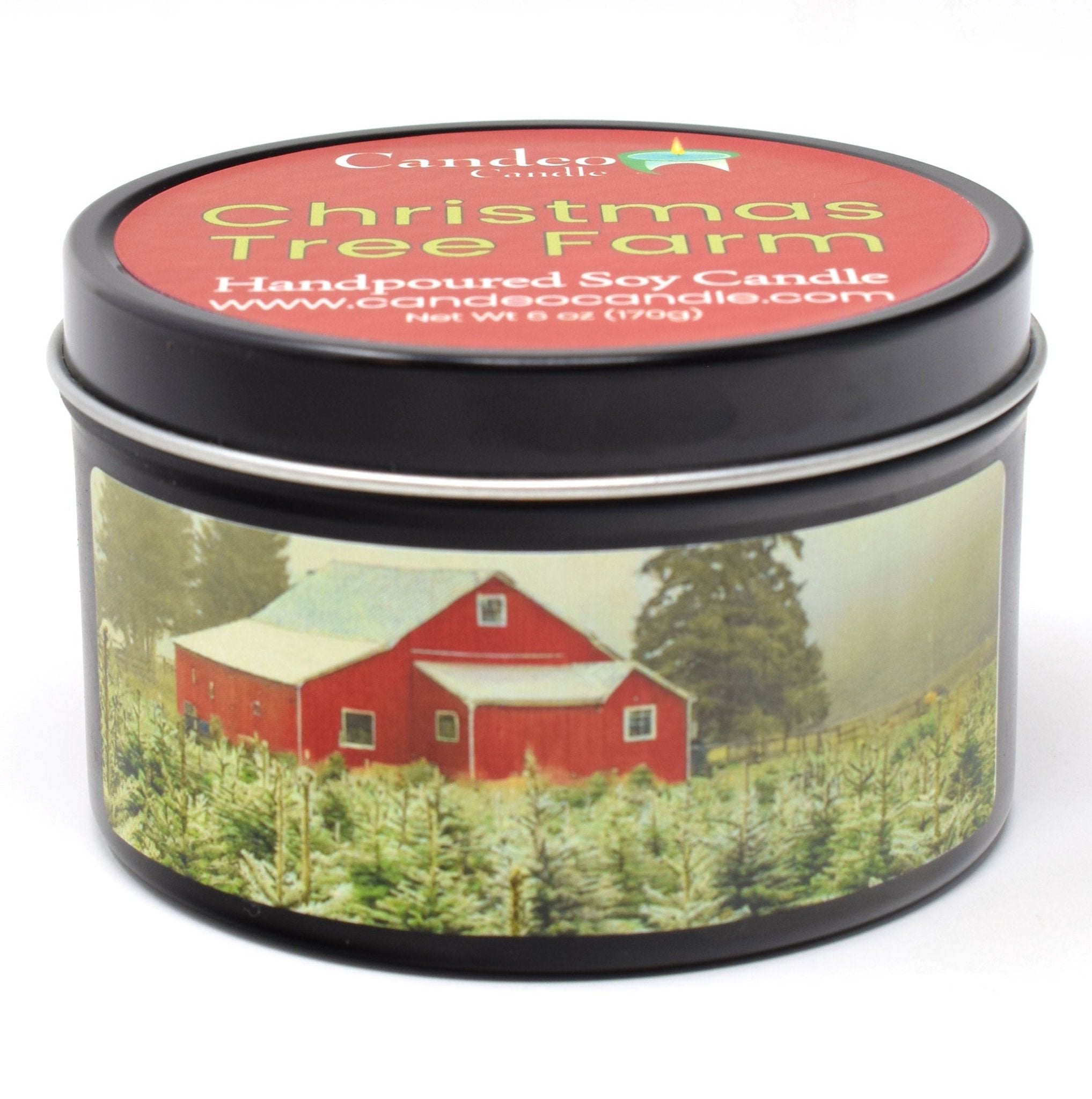 Christmas Tree Farm, 6oz Soy Candle Tin - Candeo Candle