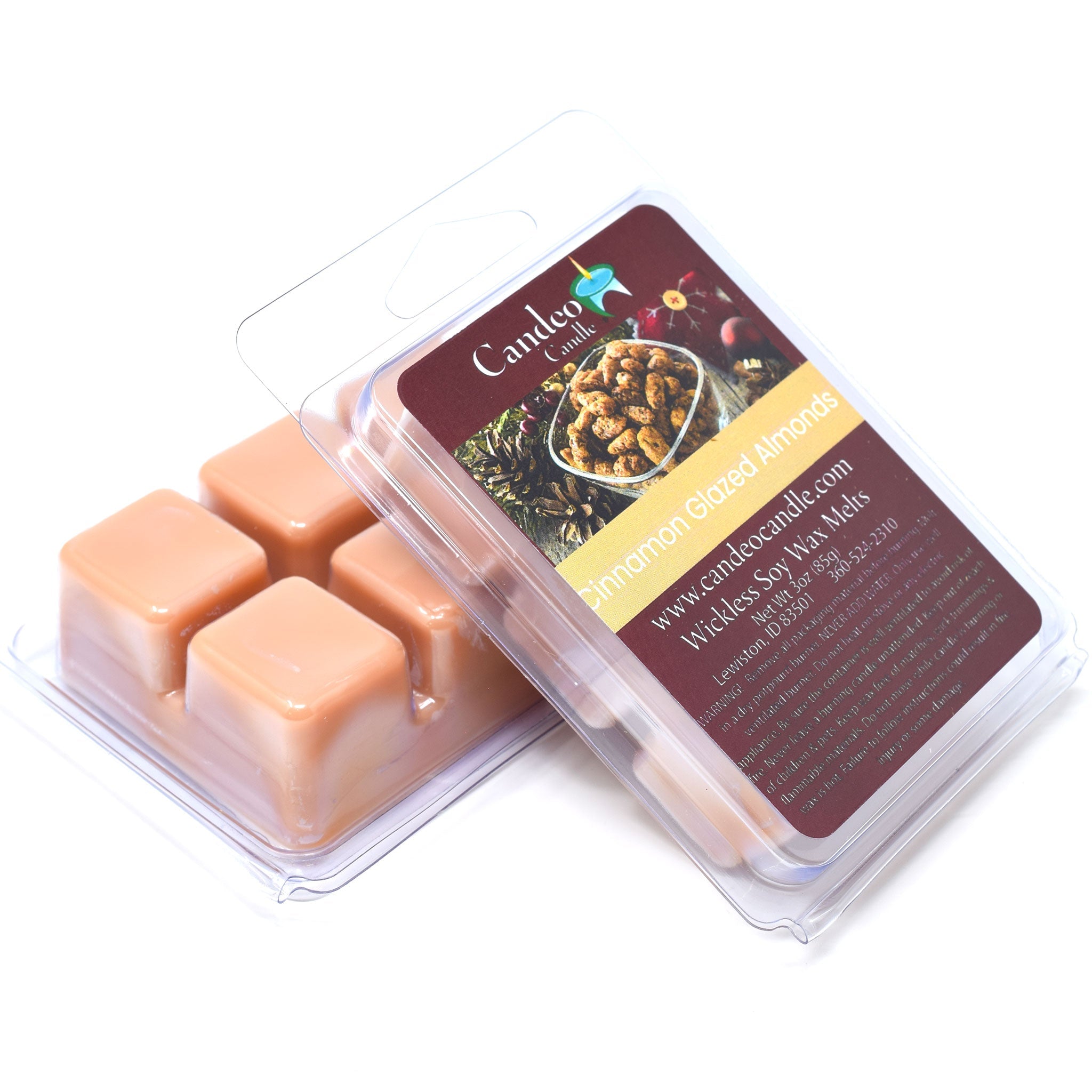 Cinnamon Glazed Almonds, Soy Melt Cubes, 2-Pack - Candeo Candle