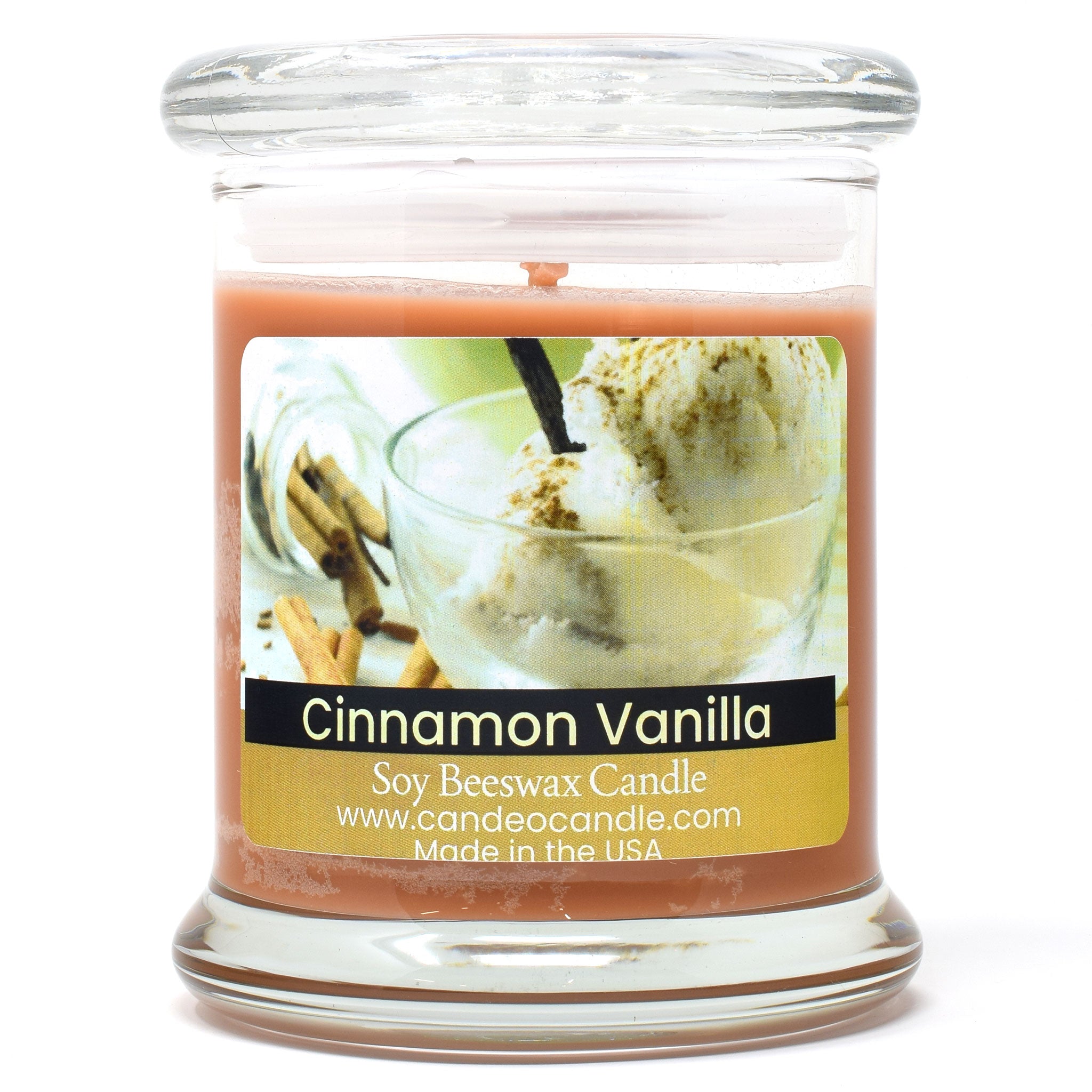 Cinnamon Vanilla, 9oz Soy Candle Jar - Candeo Candle