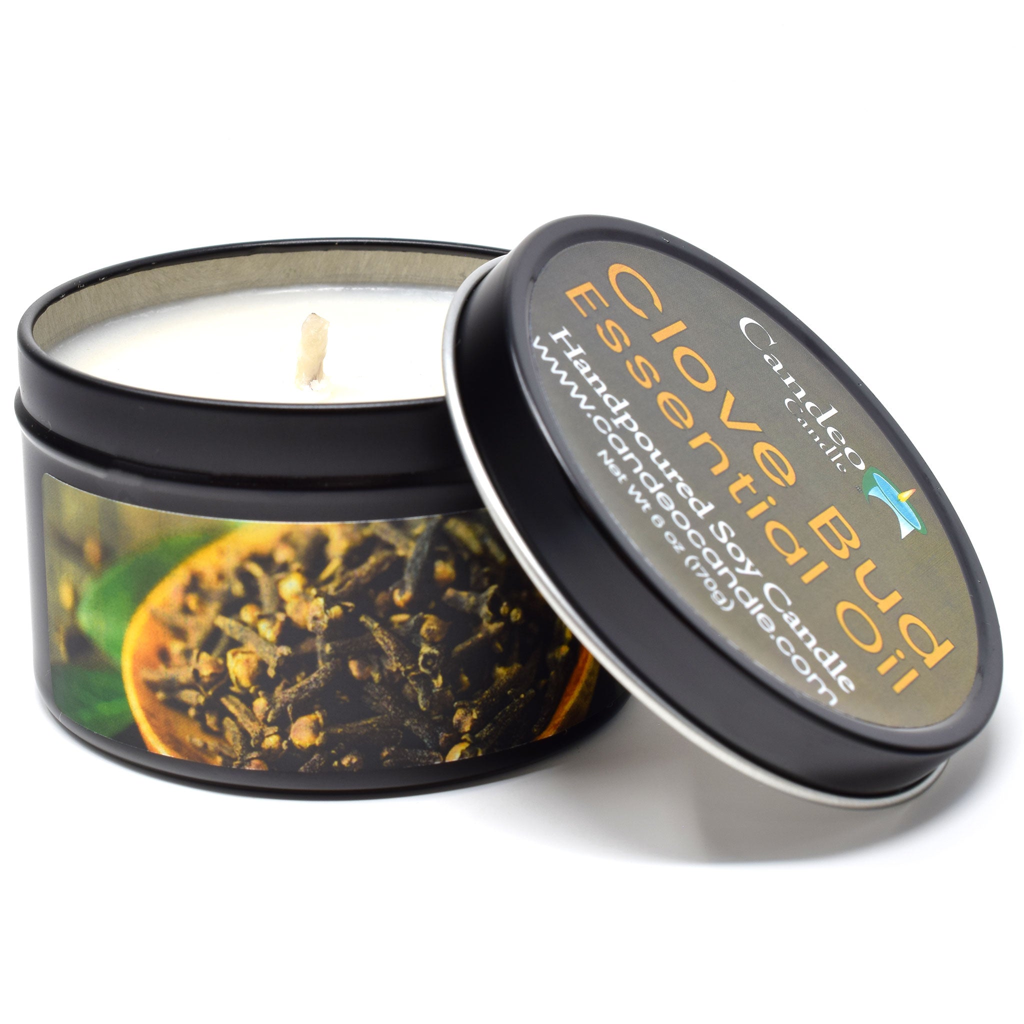 Clove Essential Oil, 6oz Soy Candle Tin - Candeo Candle