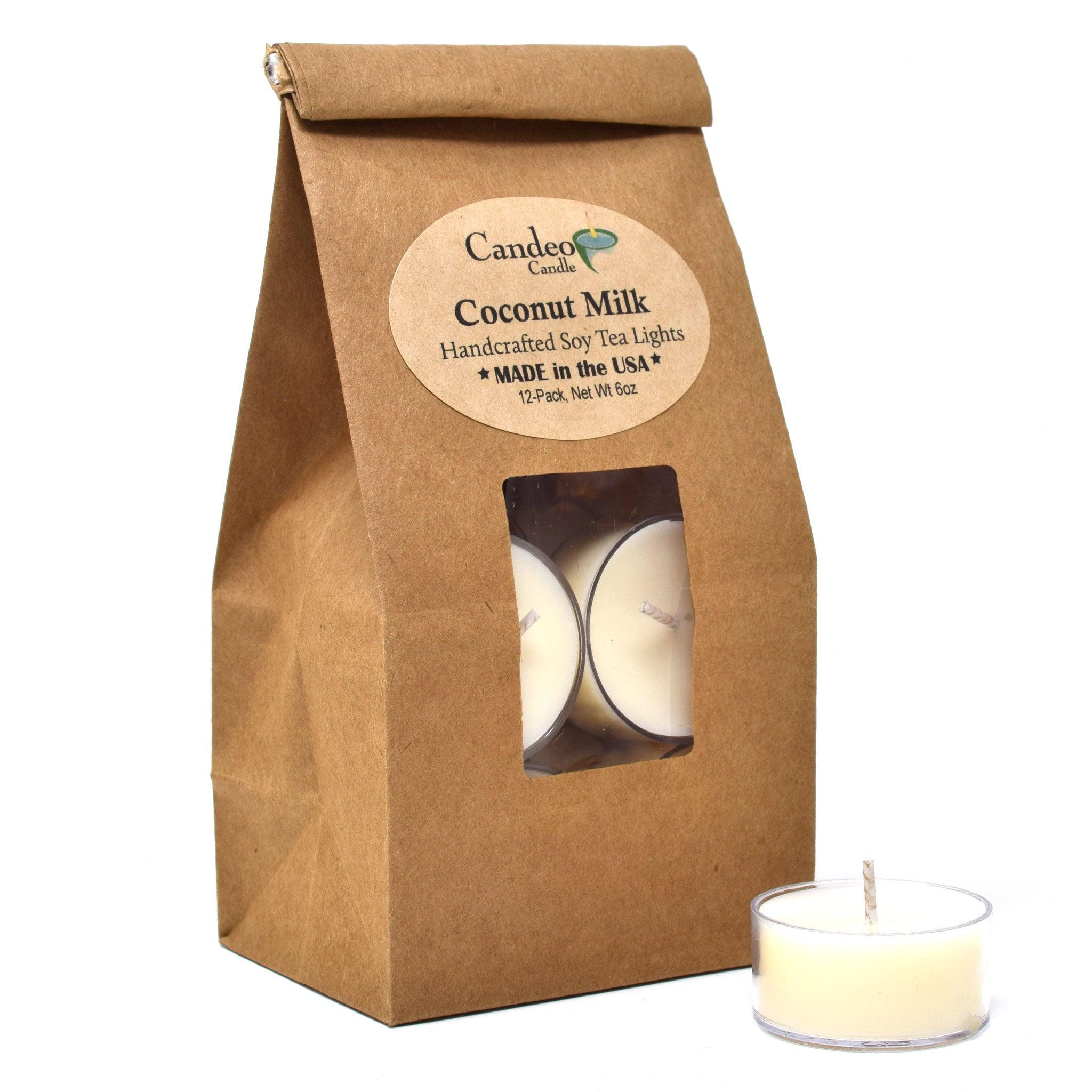 Coconut Milk, Soy Tea Light 12-Pack - Candeo Candle