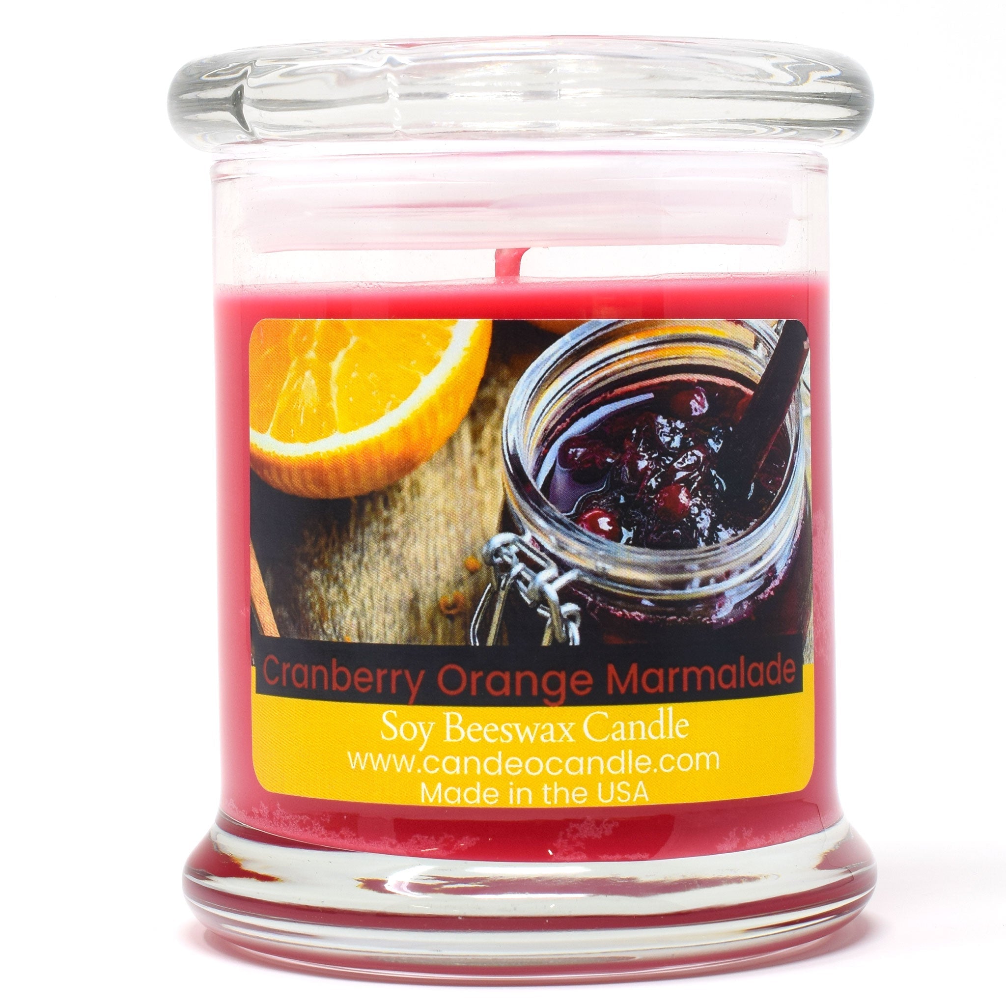 Cranberry Orange Marmalade, 9oz Soy Candle Jar - Candeo Candle