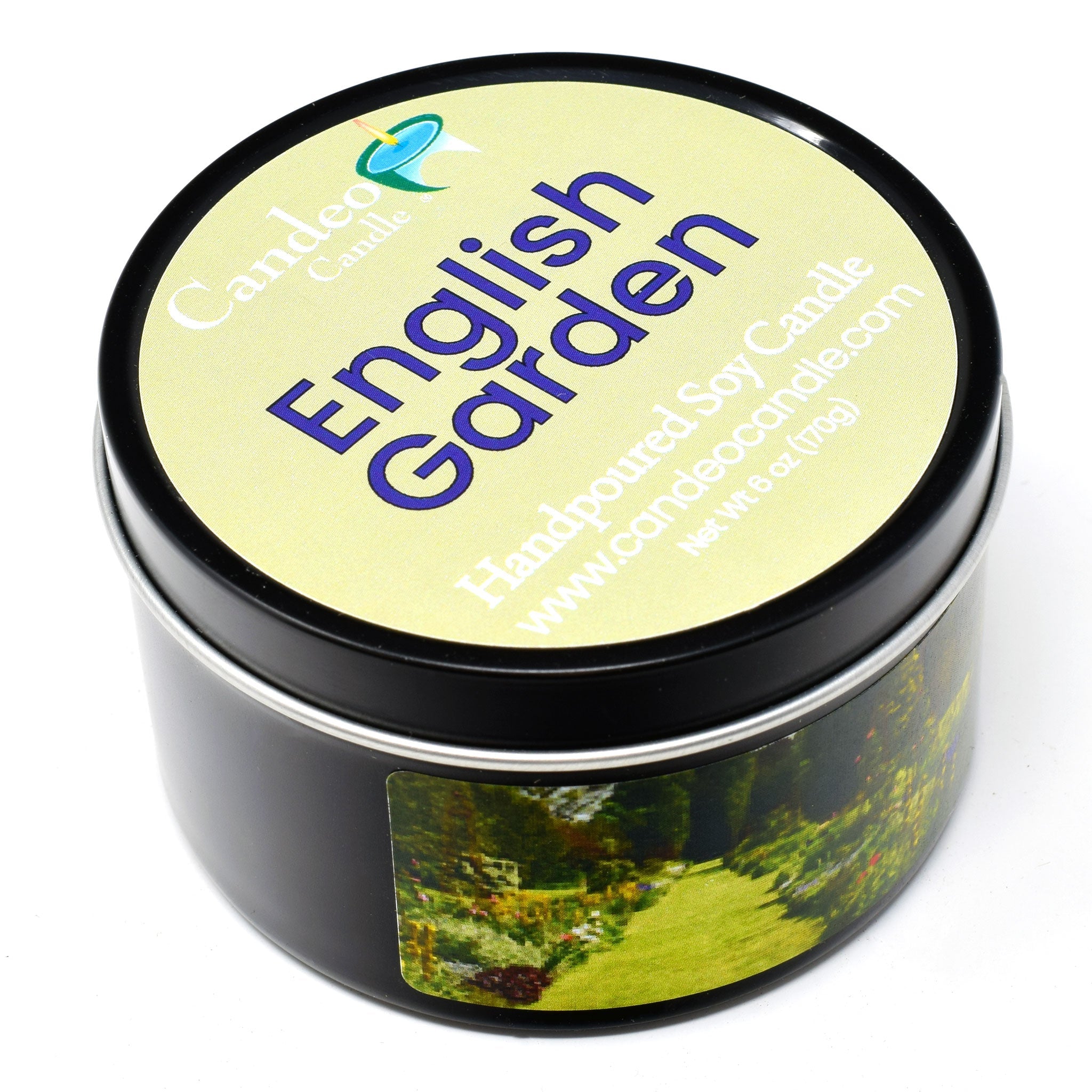 English Garden, 6oz Soy Candle Tin - Candeo Candle