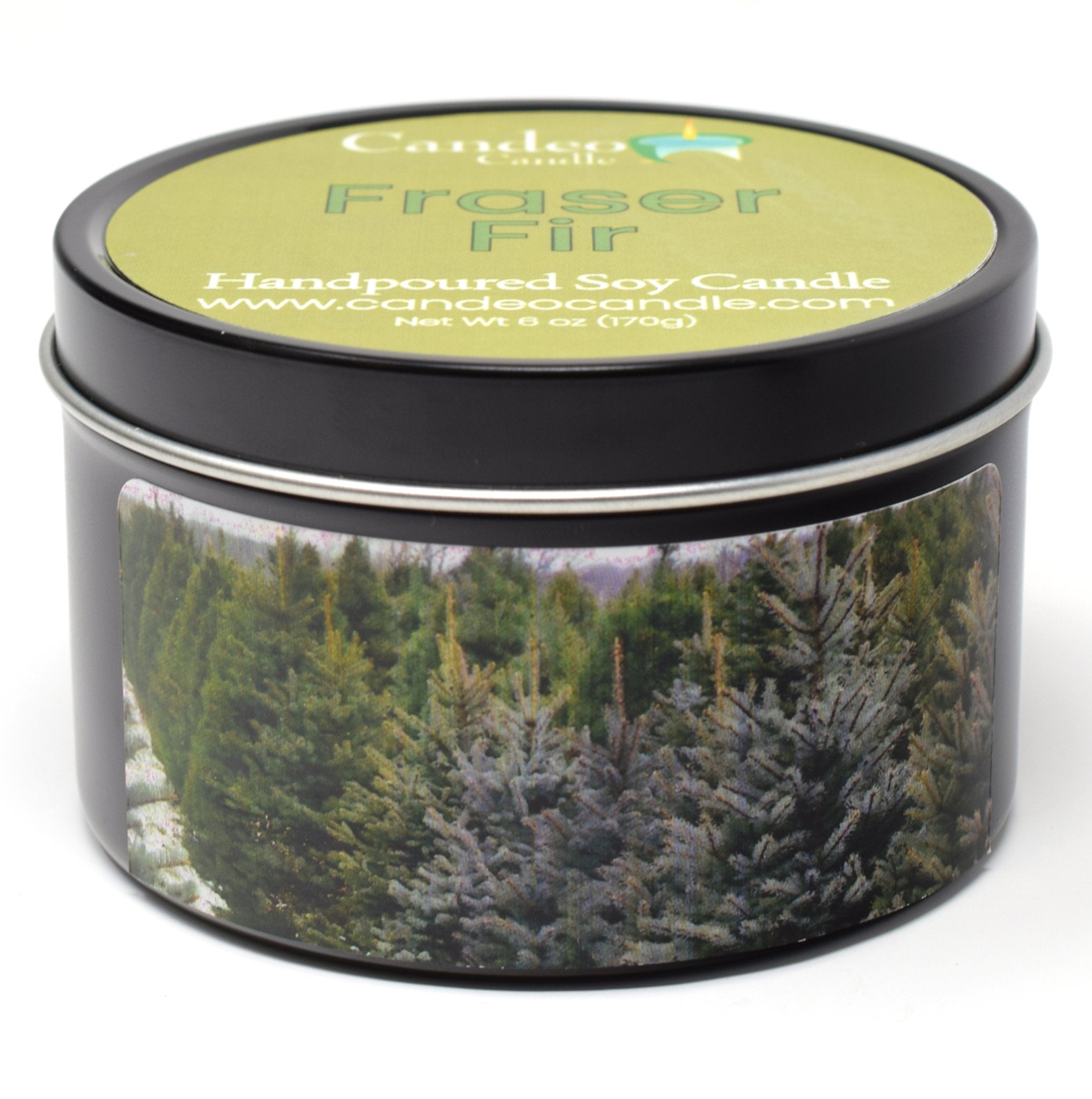 Fraser Fir, 6oz Soy Candle Tin - Candeo Candle
