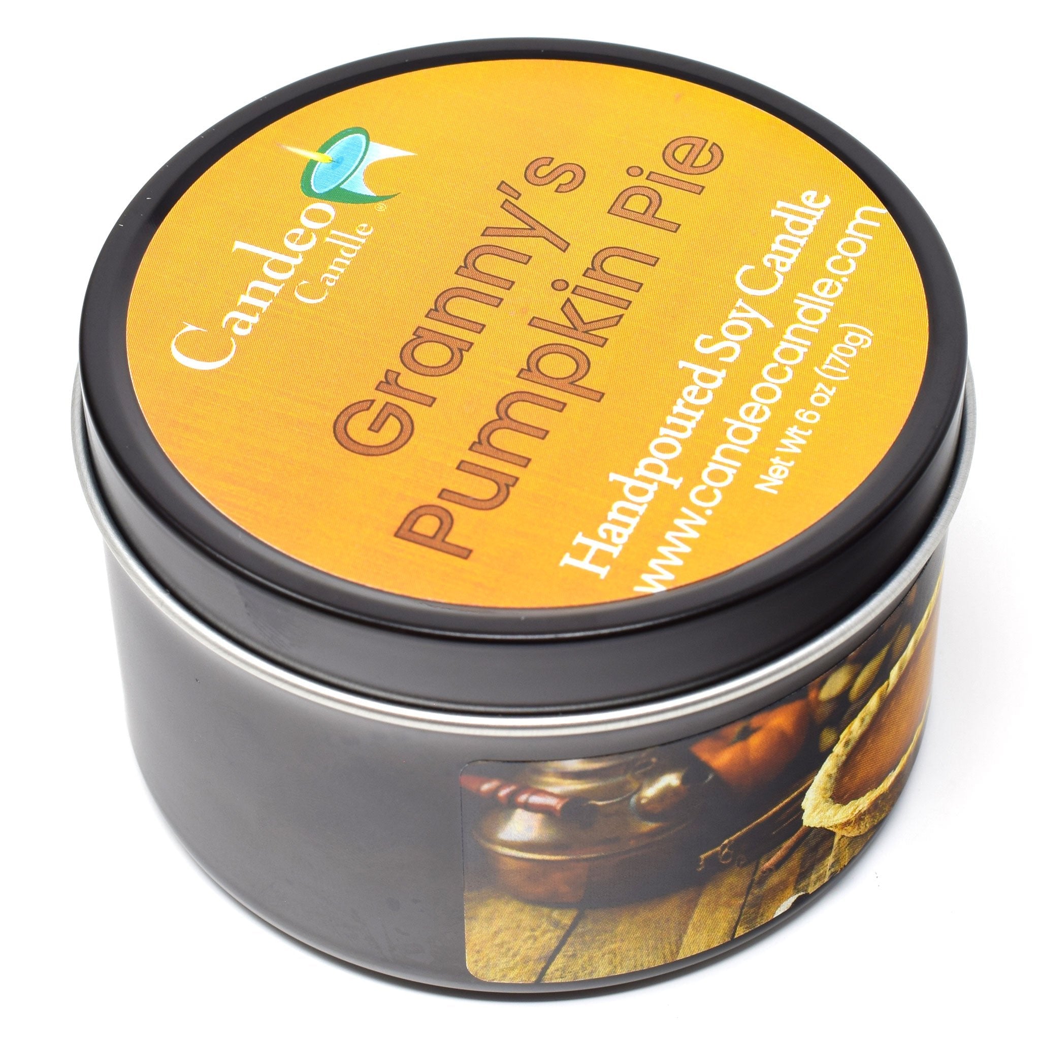 Granny's Pumpkin Pie, 6oz Soy Candle Tin - Candeo Candle