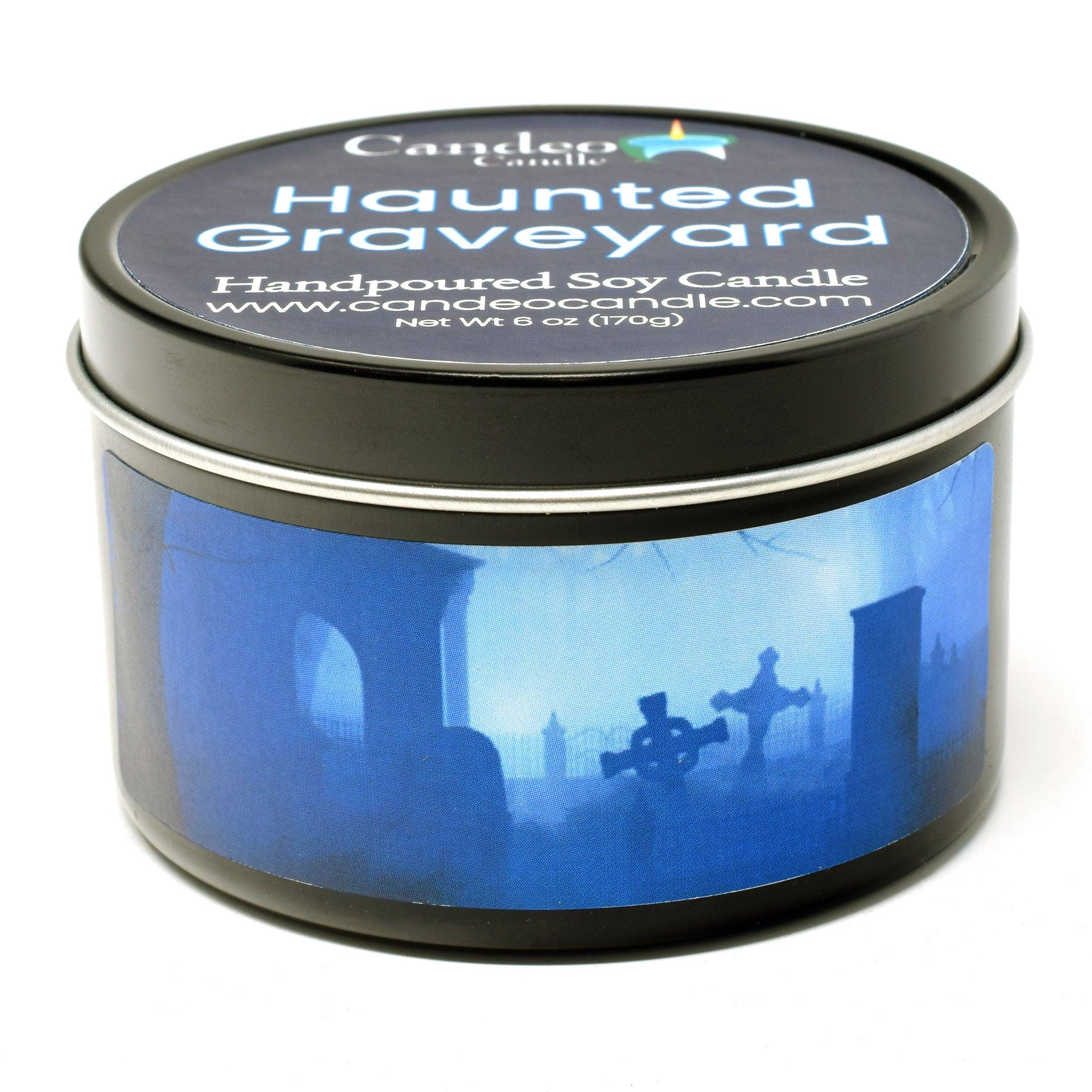 Haunted Graveyard, 6oz Soy Candle Tin - Candeo Candle
