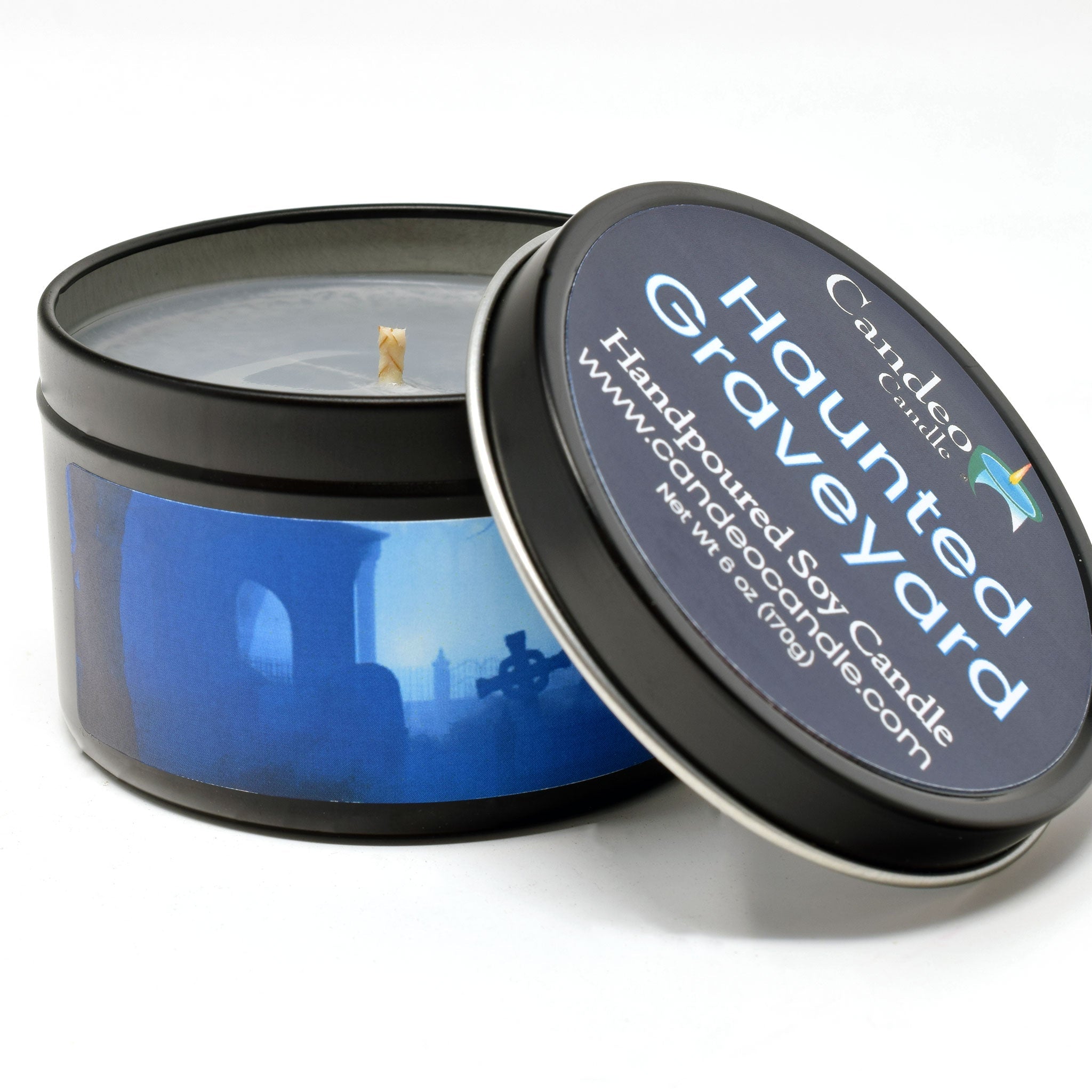 Haunted Graveyard, 6oz Soy Candle Tin - Candeo Candle