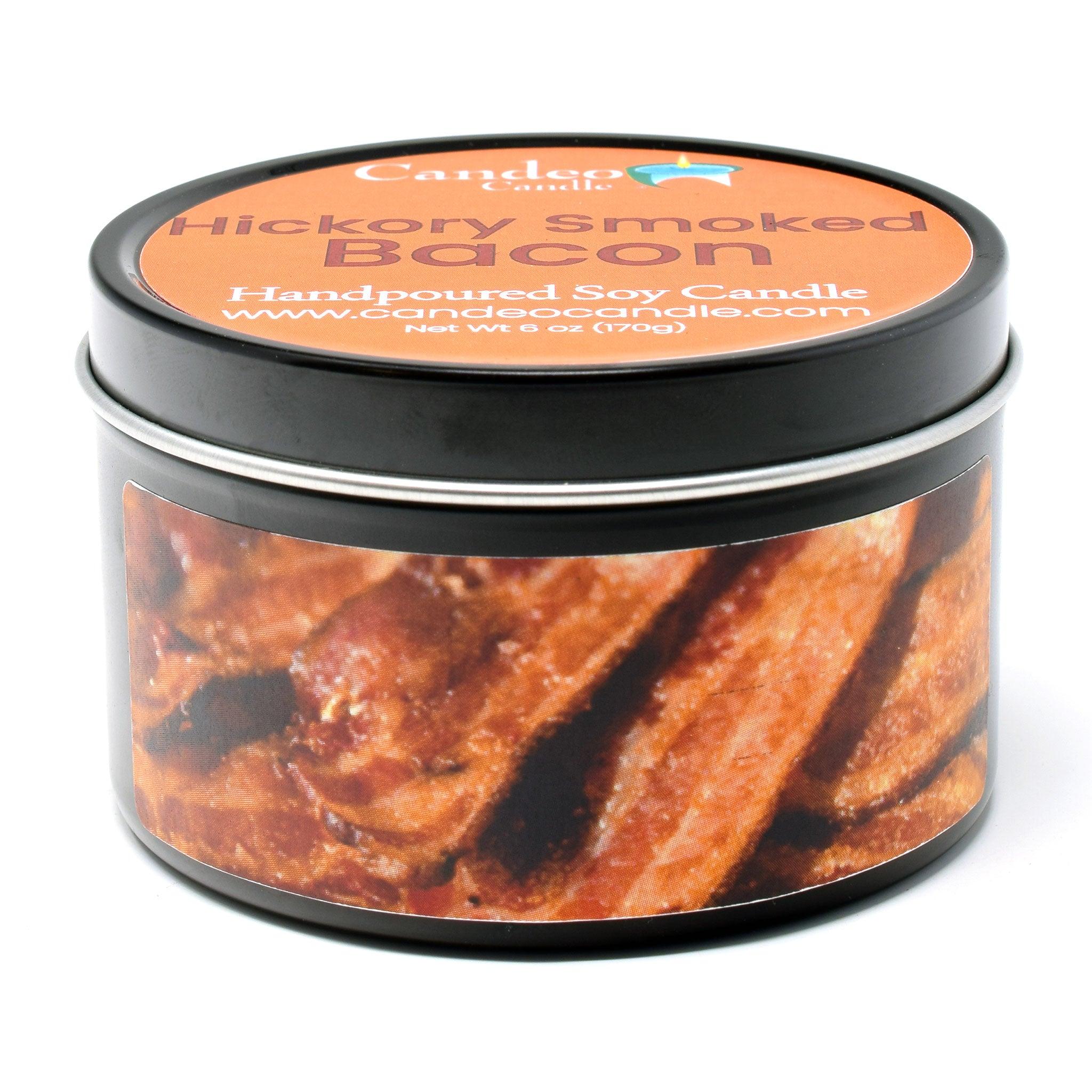 Hickory Smoked Bacon, 6oz Soy Candle Tin - Candeo Candle