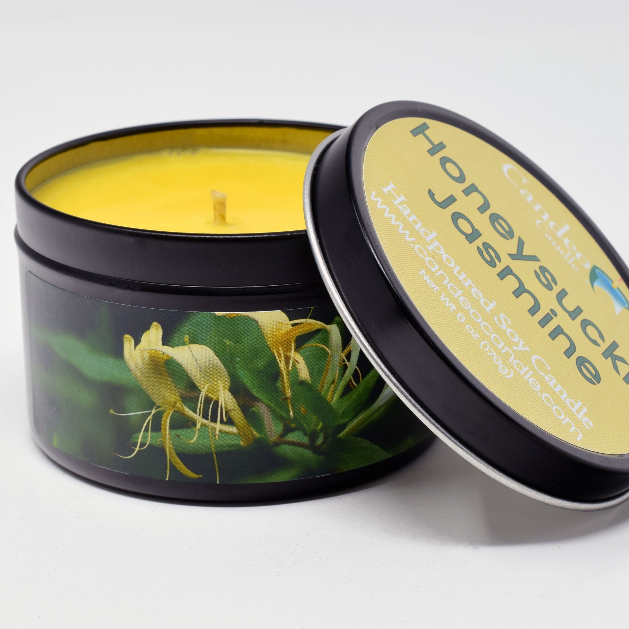 Honeysuckle Jasmine, 6oz Soy Candle Tin - Candeo Candle