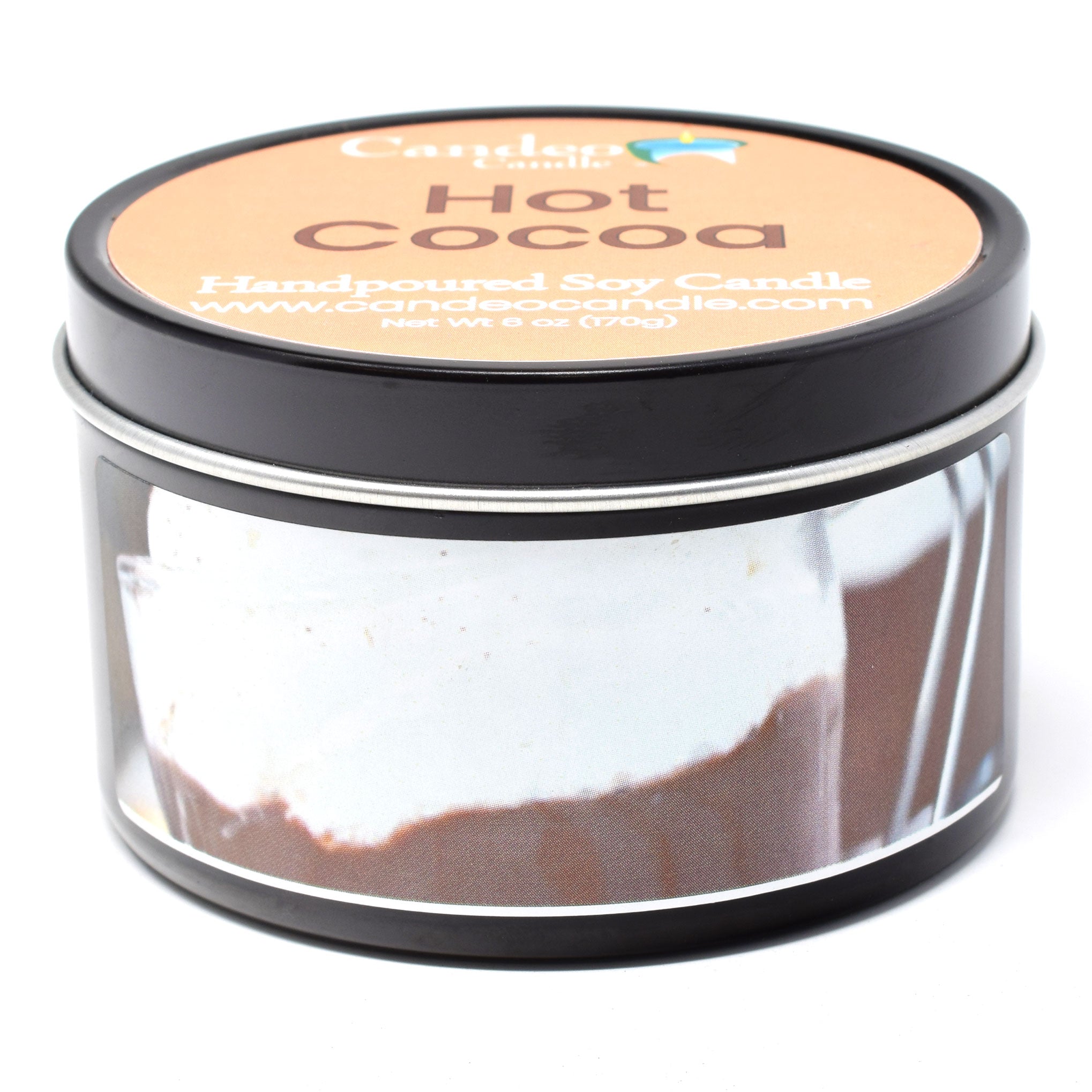 Hot Cocoa, 6oz Soy Candle Tin - Candeo Candle