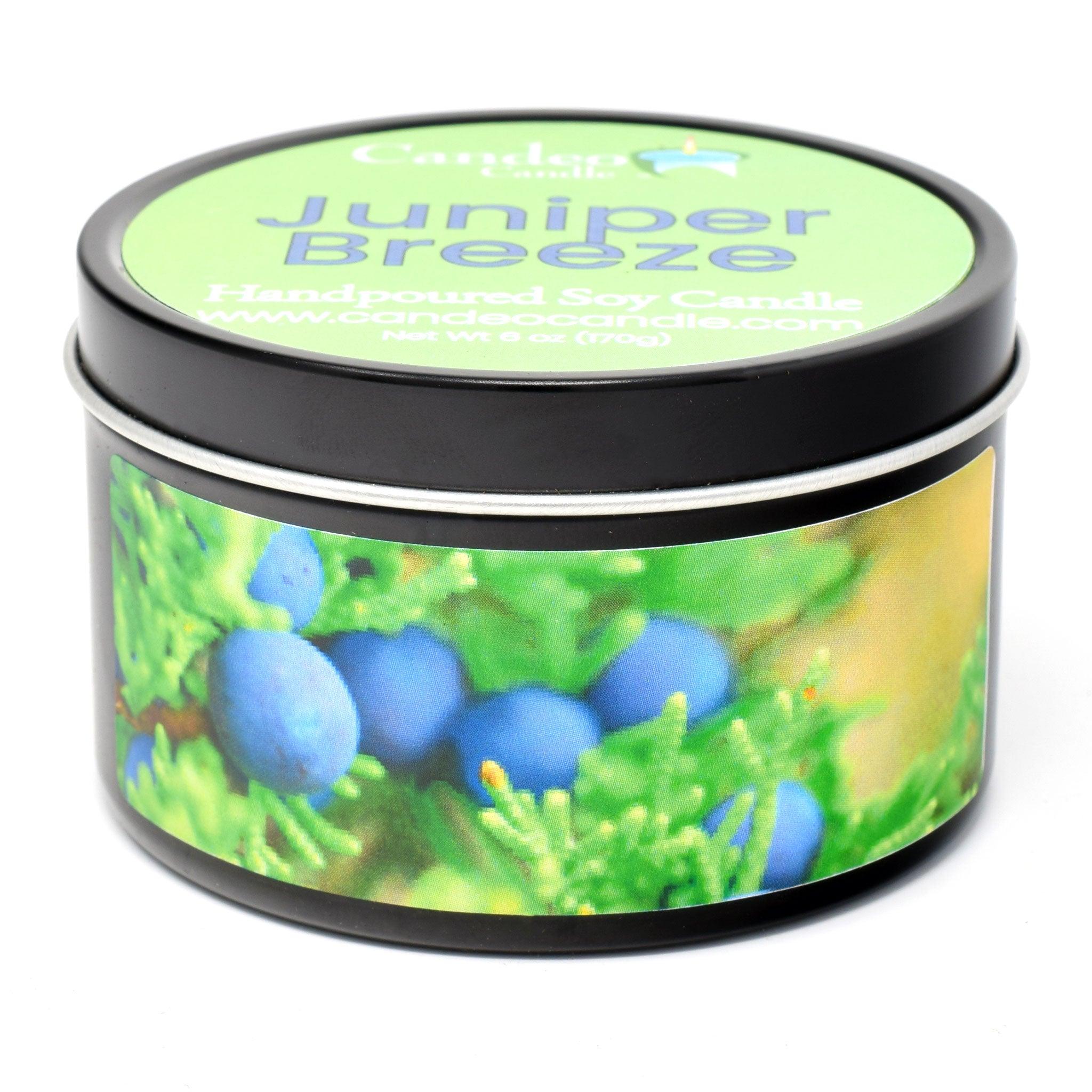 Juniper Breeze, 6oz Soy Candle Tin - Candeo Candle