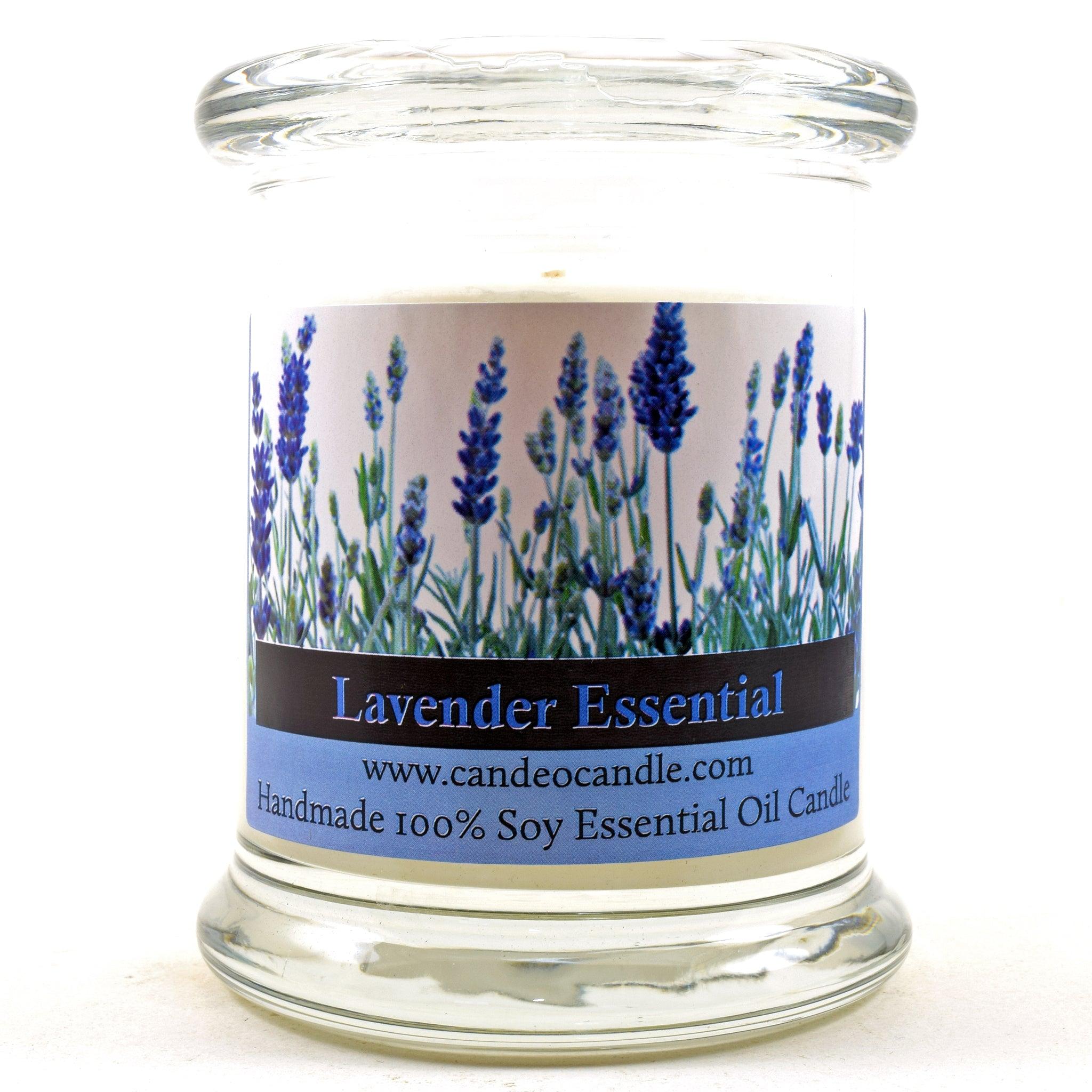 Lavender Essential Oil, 9oz Soy Candle Jar - Candeo Candle