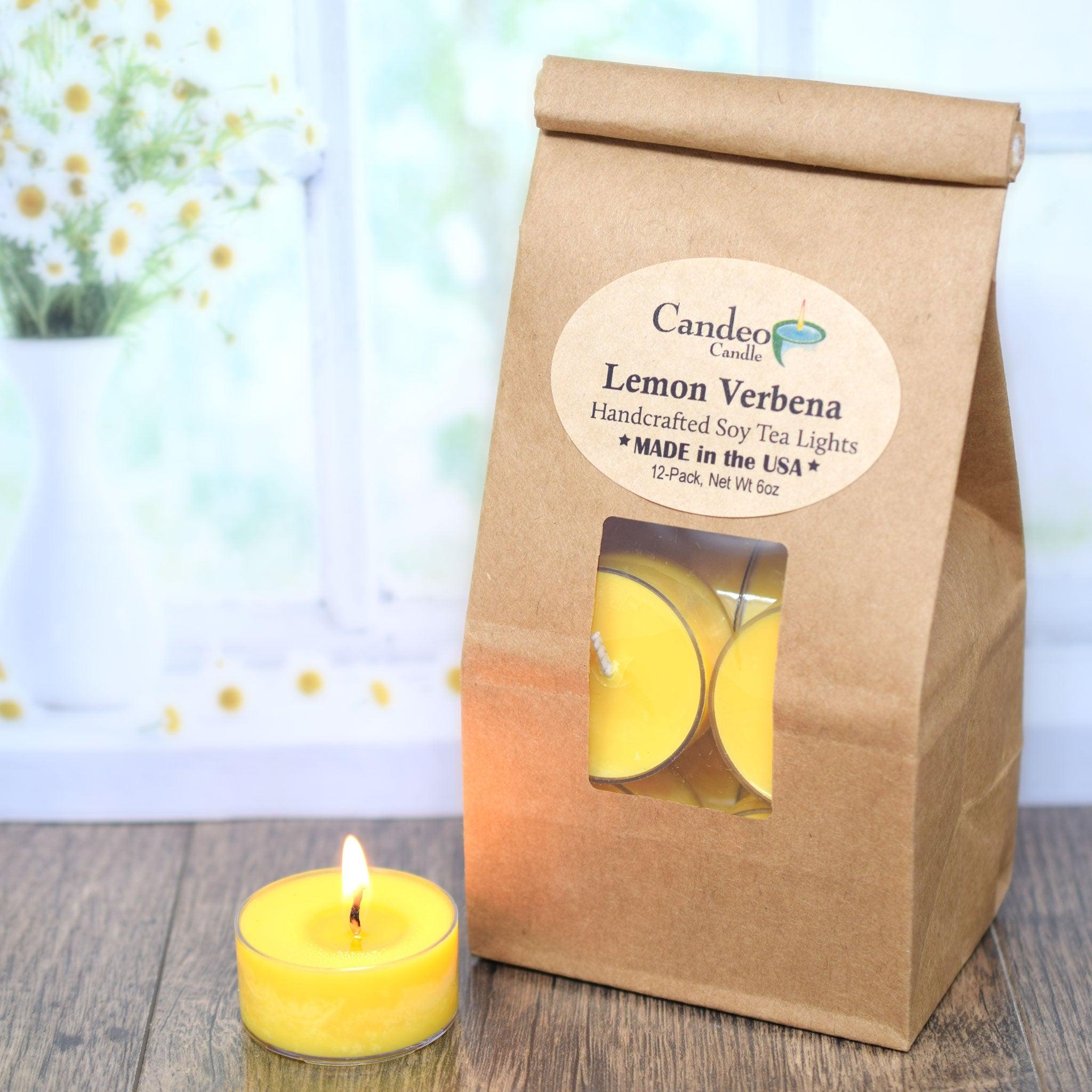 Lemon Verbena, Soy Tea Light 12-Pack - Candeo Candle