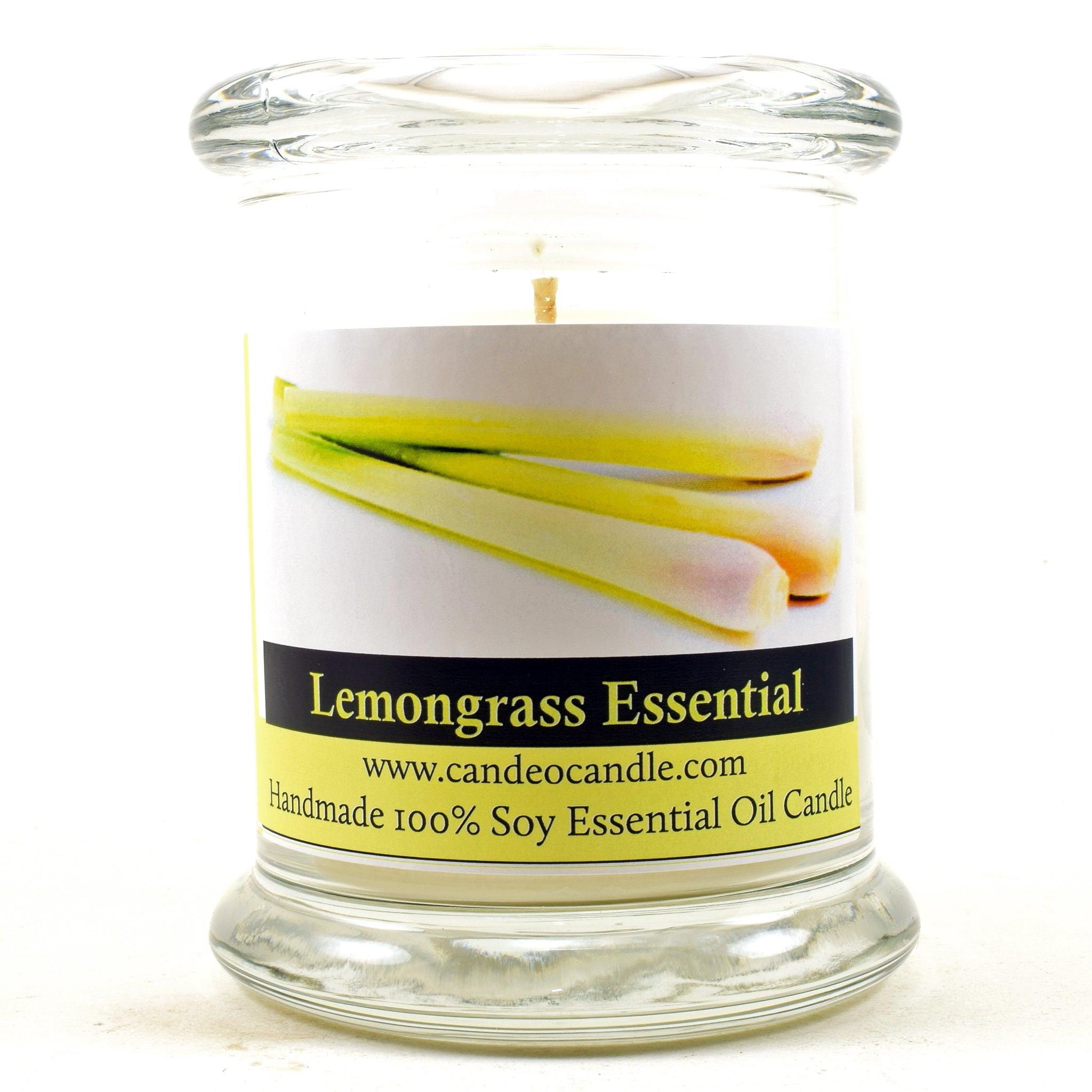 Lemongrass Essential Oil, 9oz Soy Candle Jar - Candeo Candle