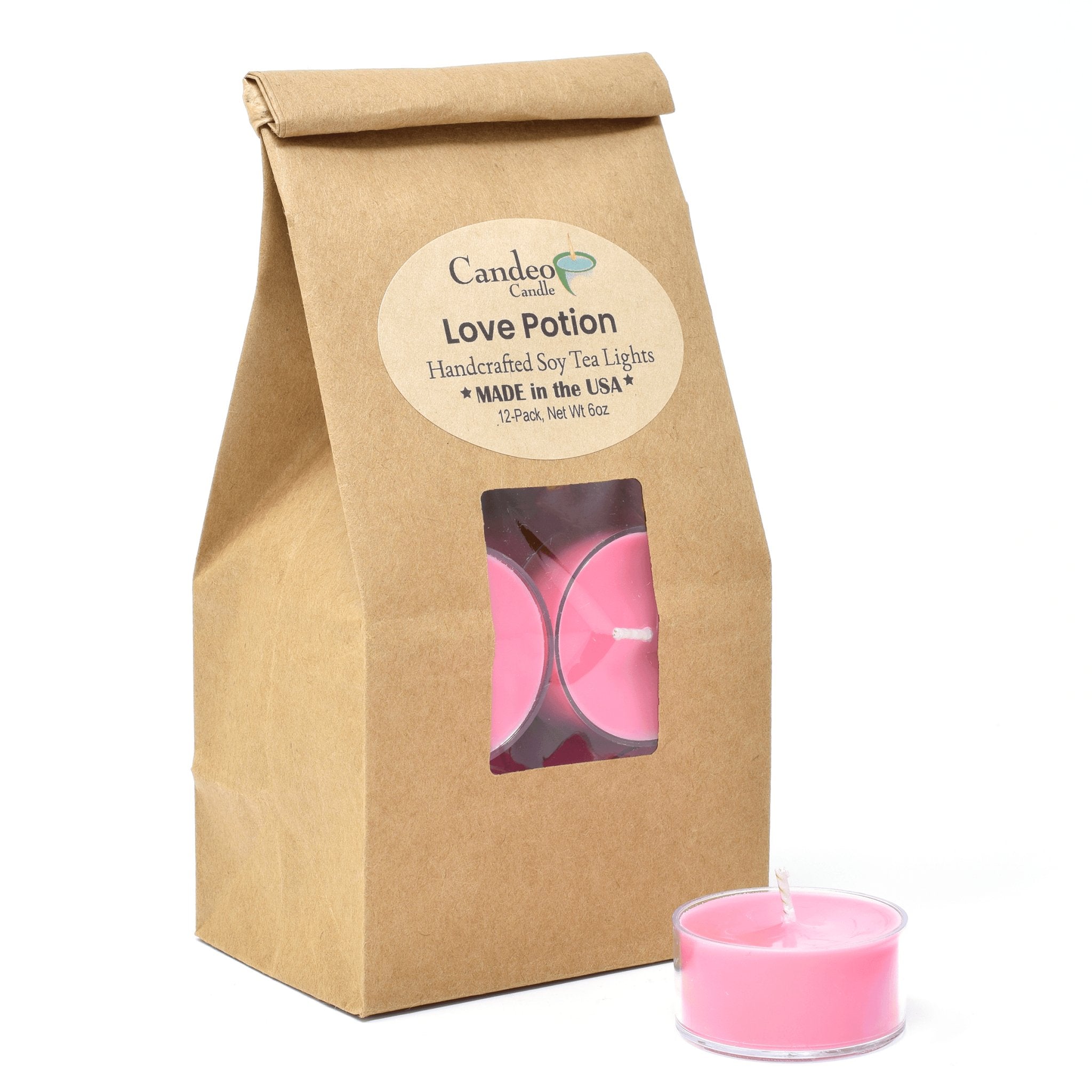 Love Potion, Soy Tea Light 12-Pack - Candeo Candle