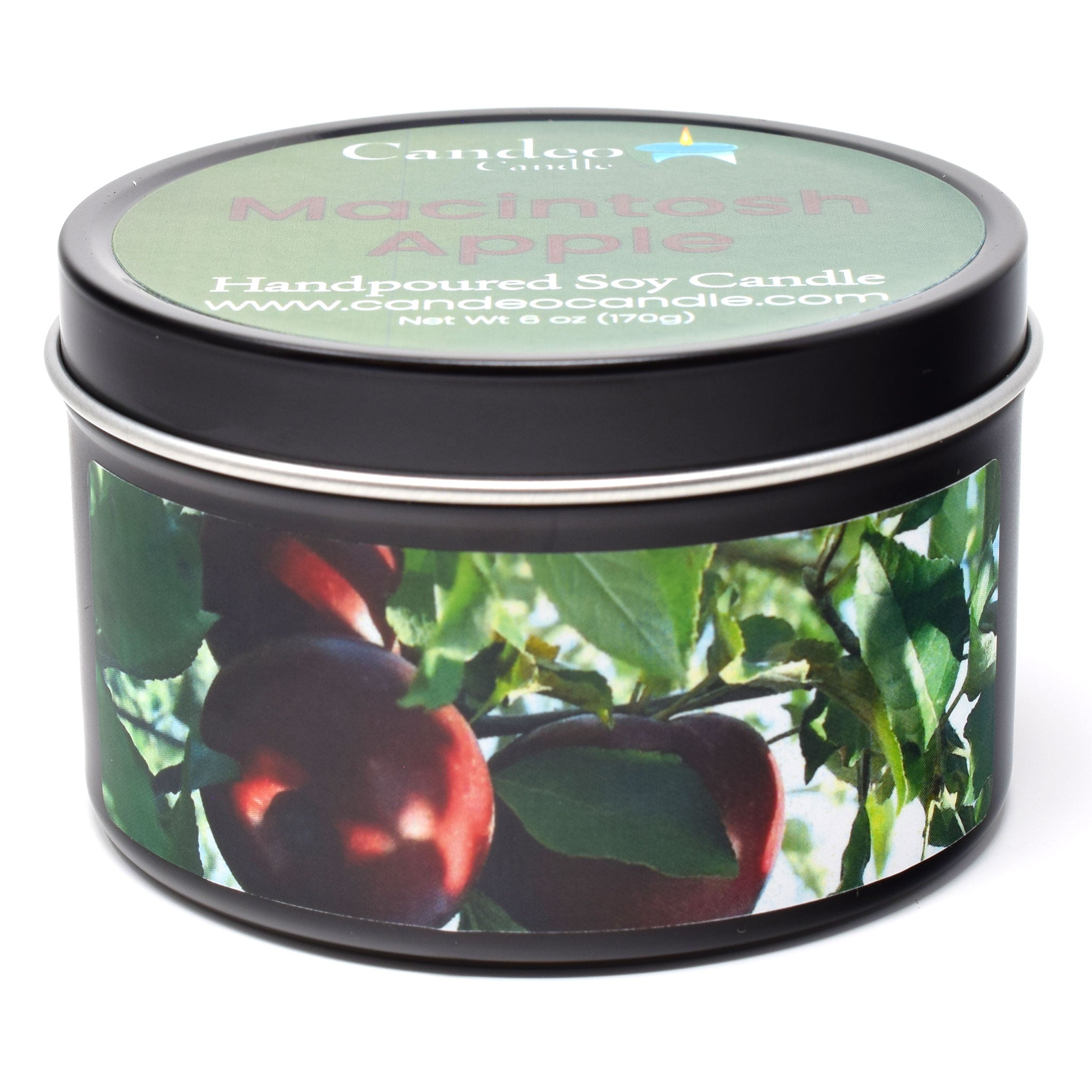 Macintosh Apple, 6oz Soy Candle Tin - Candeo Candle