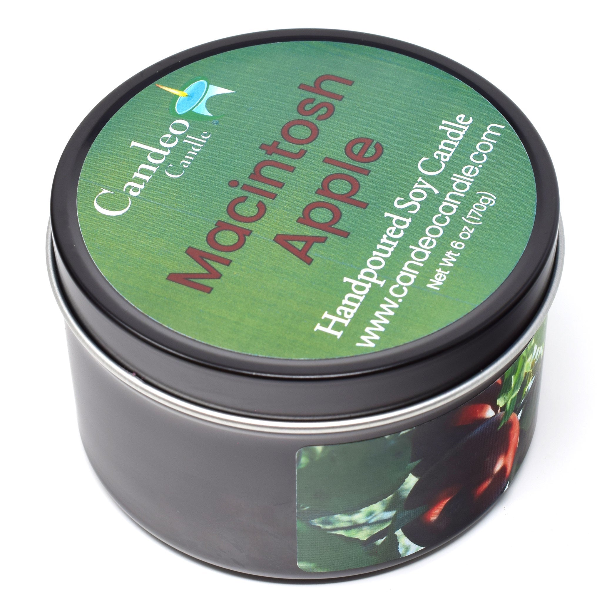 Macintosh Apple, 6oz Soy Candle Tin - Candeo Candle