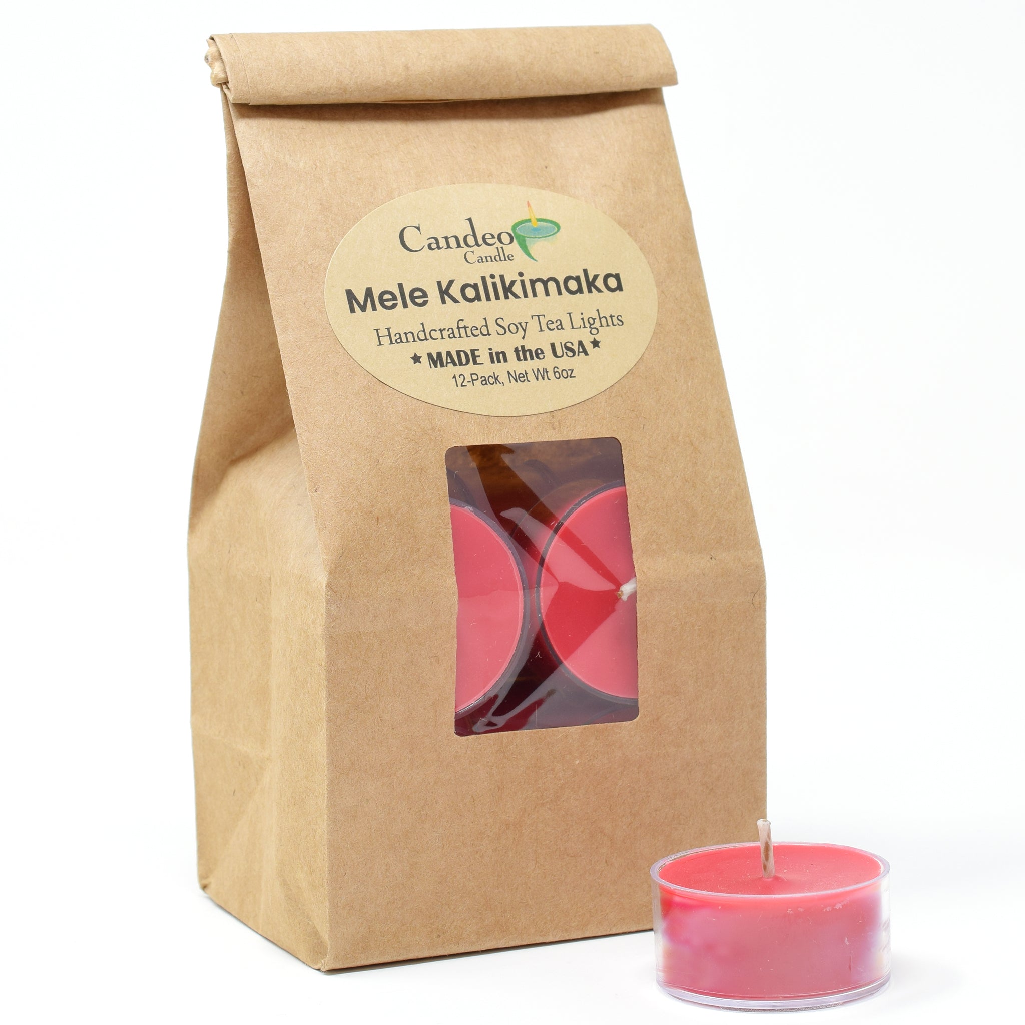 Mele Kalikimaka, Soy Tea Light 12-Pack - Candeo Candle