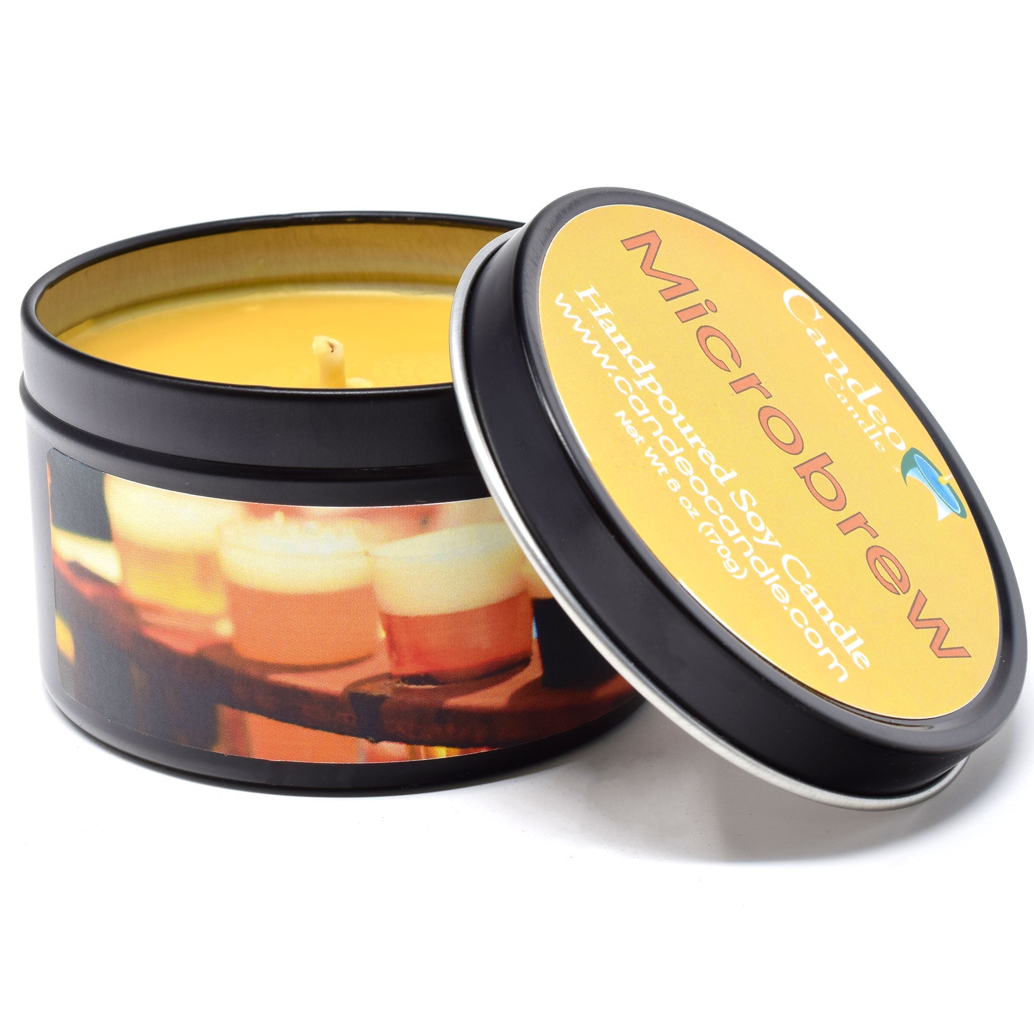 Microbrew, 6oz Soy Candle Tin - Candeo Candle