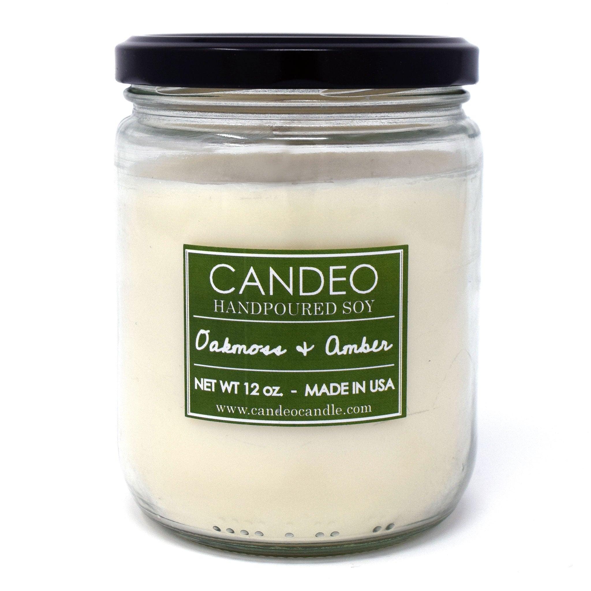 Oakmoss & Amber, 14oz Soy Candle Jar - Candeo Candle