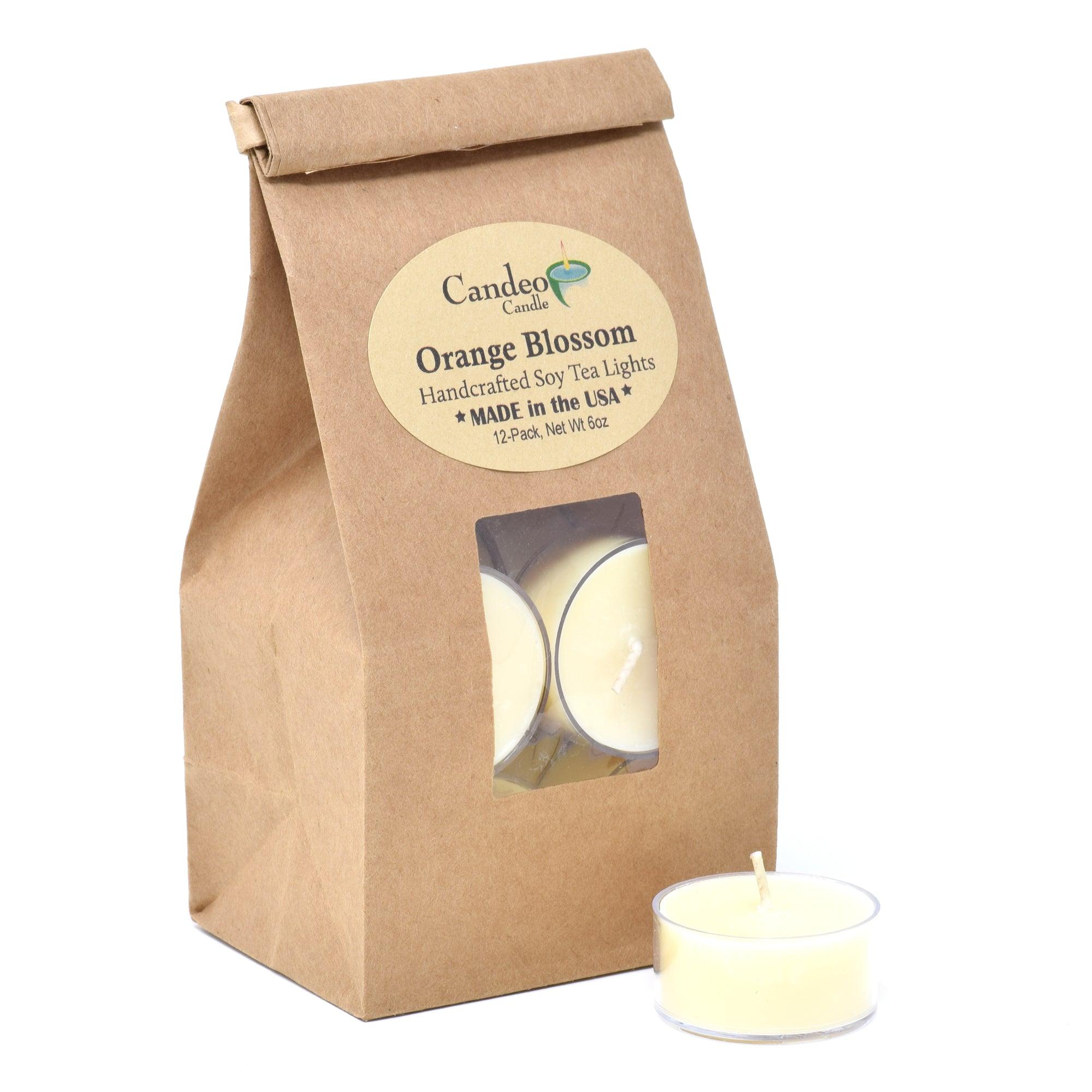 Orange Blossom, Soy Tea Light 12-Pack - Candeo Candle