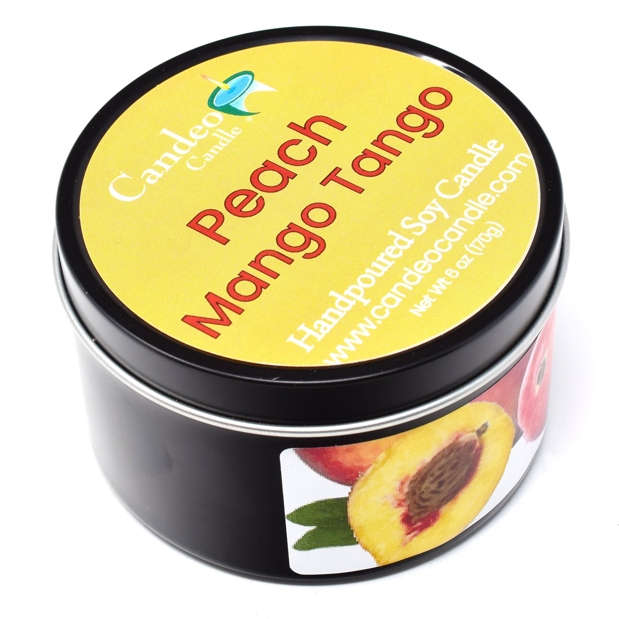 Peach Mango Tango, 6oz Soy Candle Tin - Candeo Candle