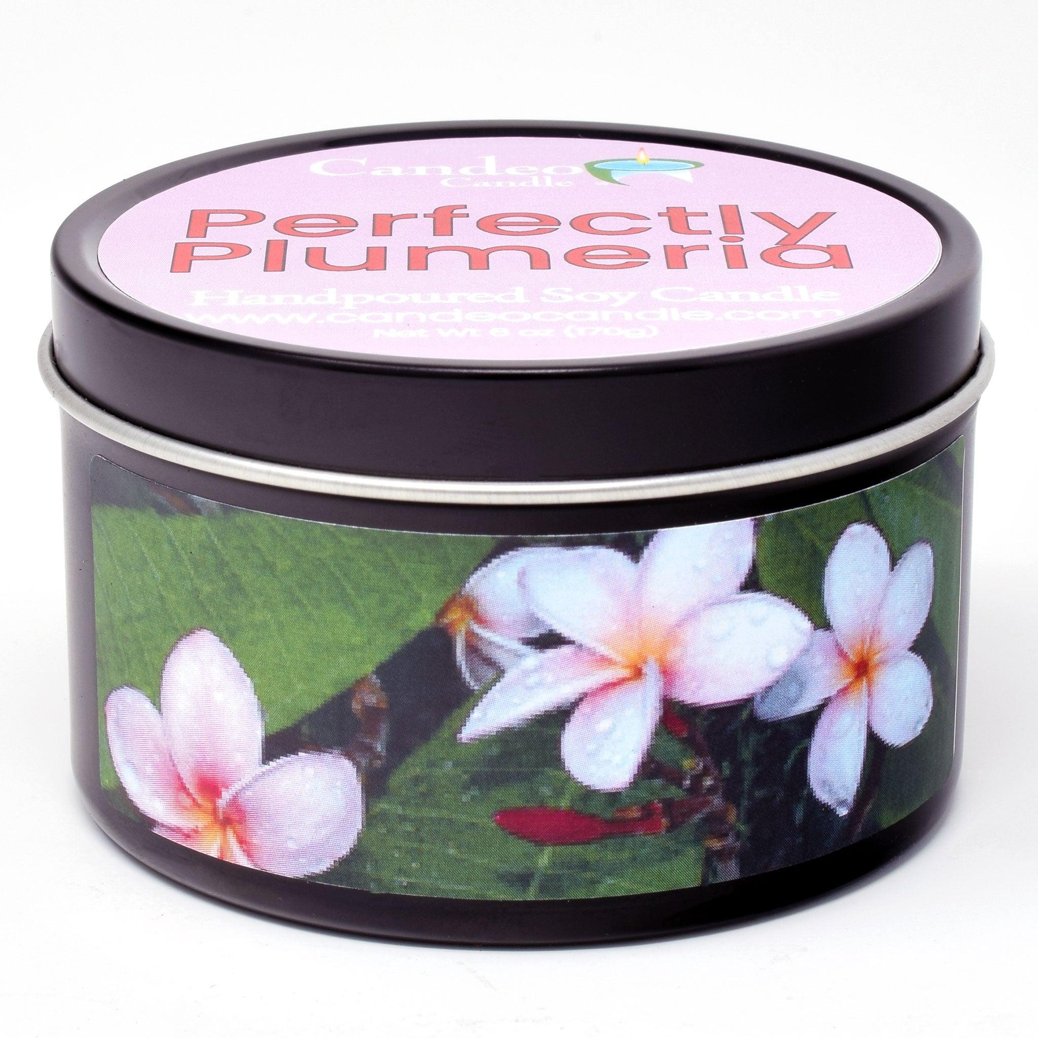 Perfectly Plumeria, 6oz Soy Candle Tin - Candeo Candle