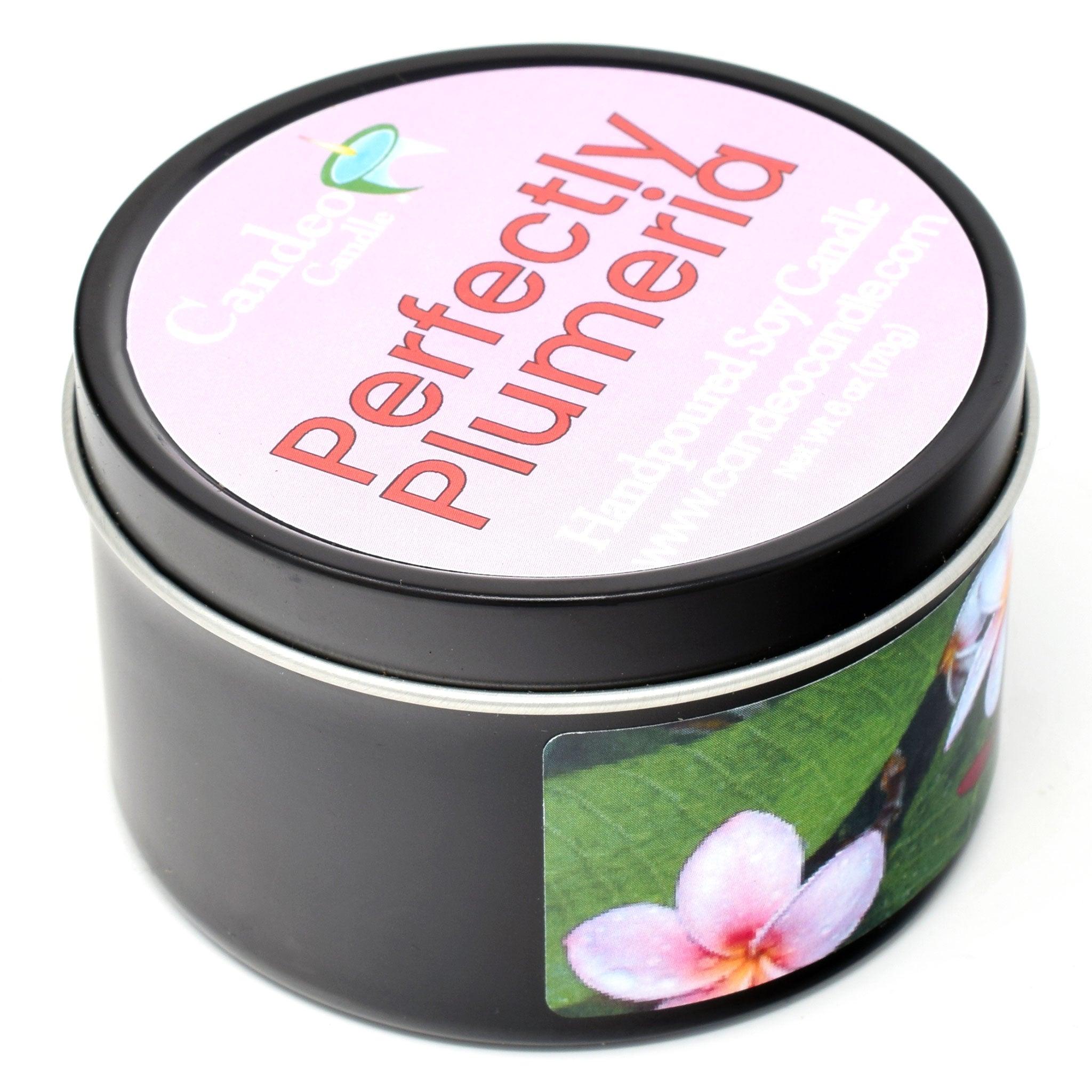Perfectly Plumeria, 6oz Soy Candle Tin - Candeo Candle