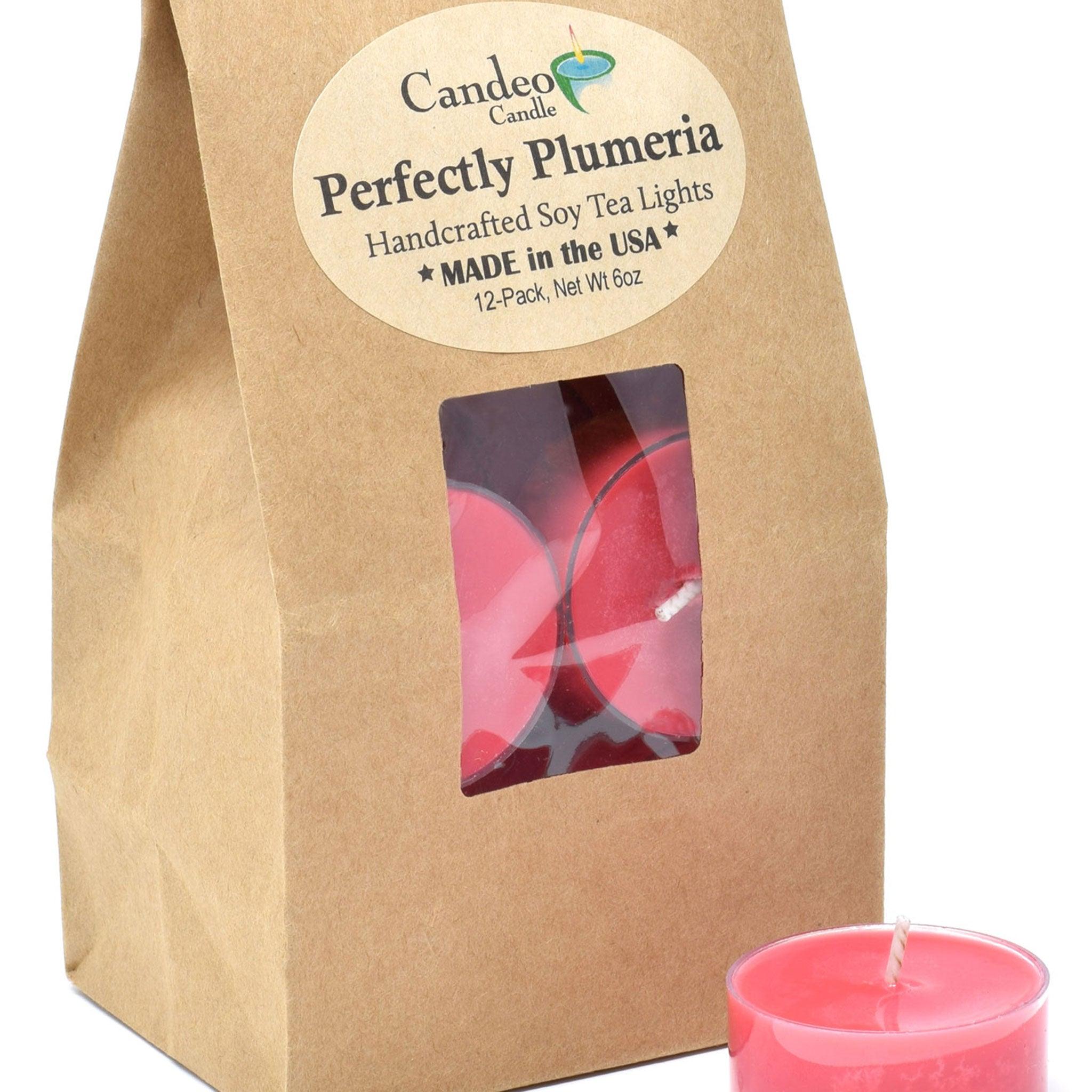 Perfectly Plumeria, Soy Tea Light 12-Pack - Candeo Candle