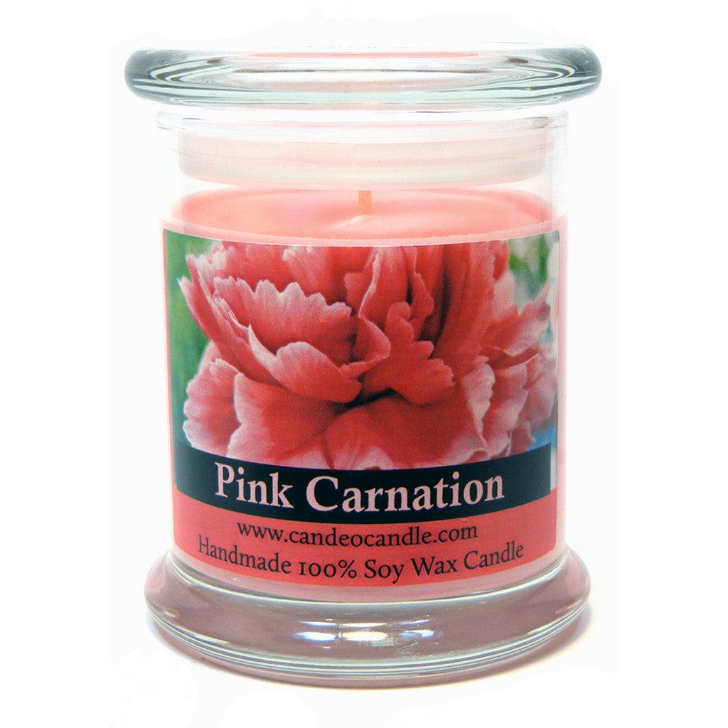 Pink Carnation, 9oz Soy Candle Jar - Candeo Candle