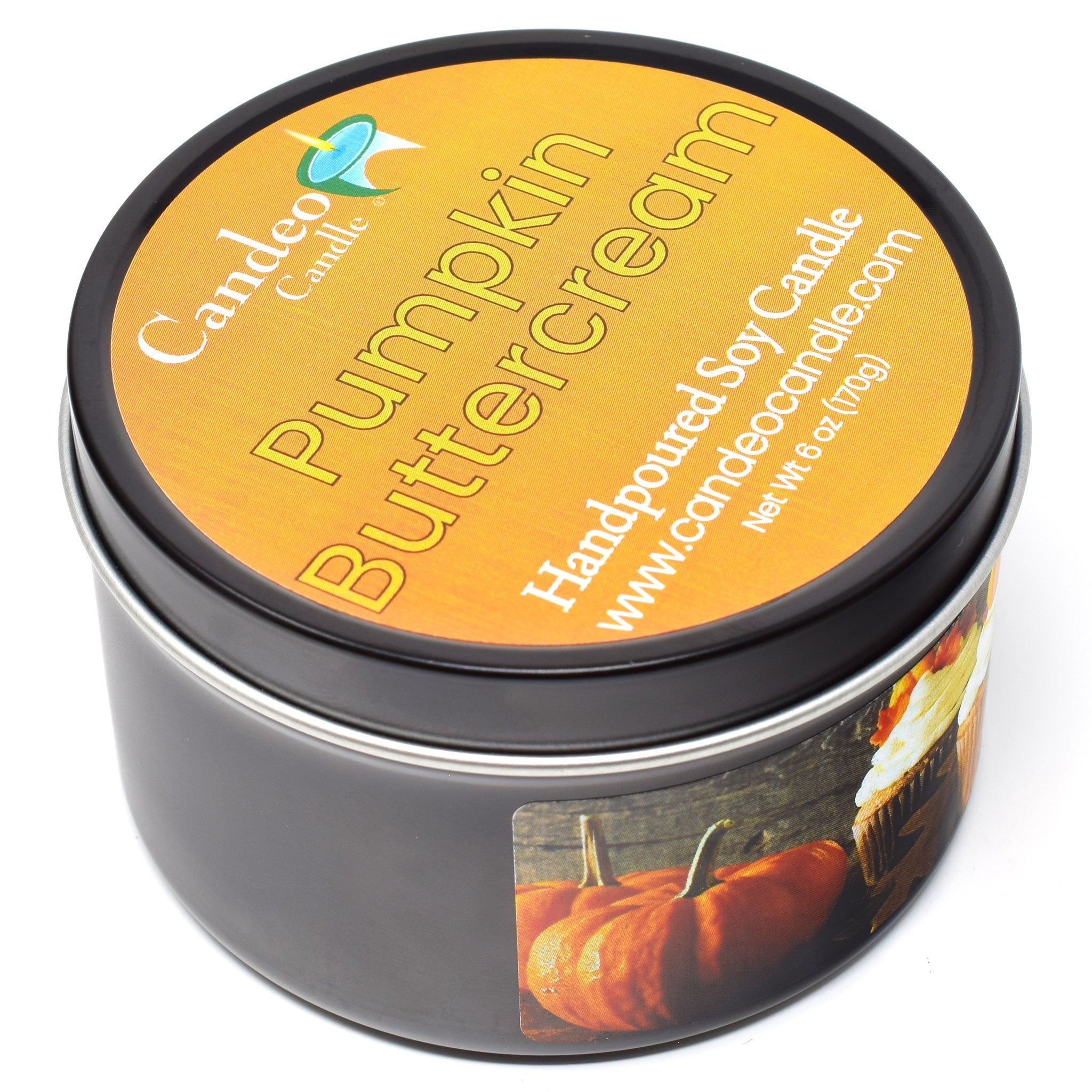 Pumpkin Buttercream, 6oz Soy Candle Tin - Candeo Candle